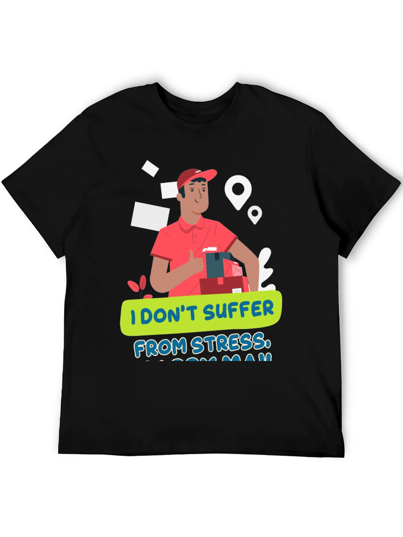 Black Funny Delivery Driver T-Shirt - No Stress Zone view 5