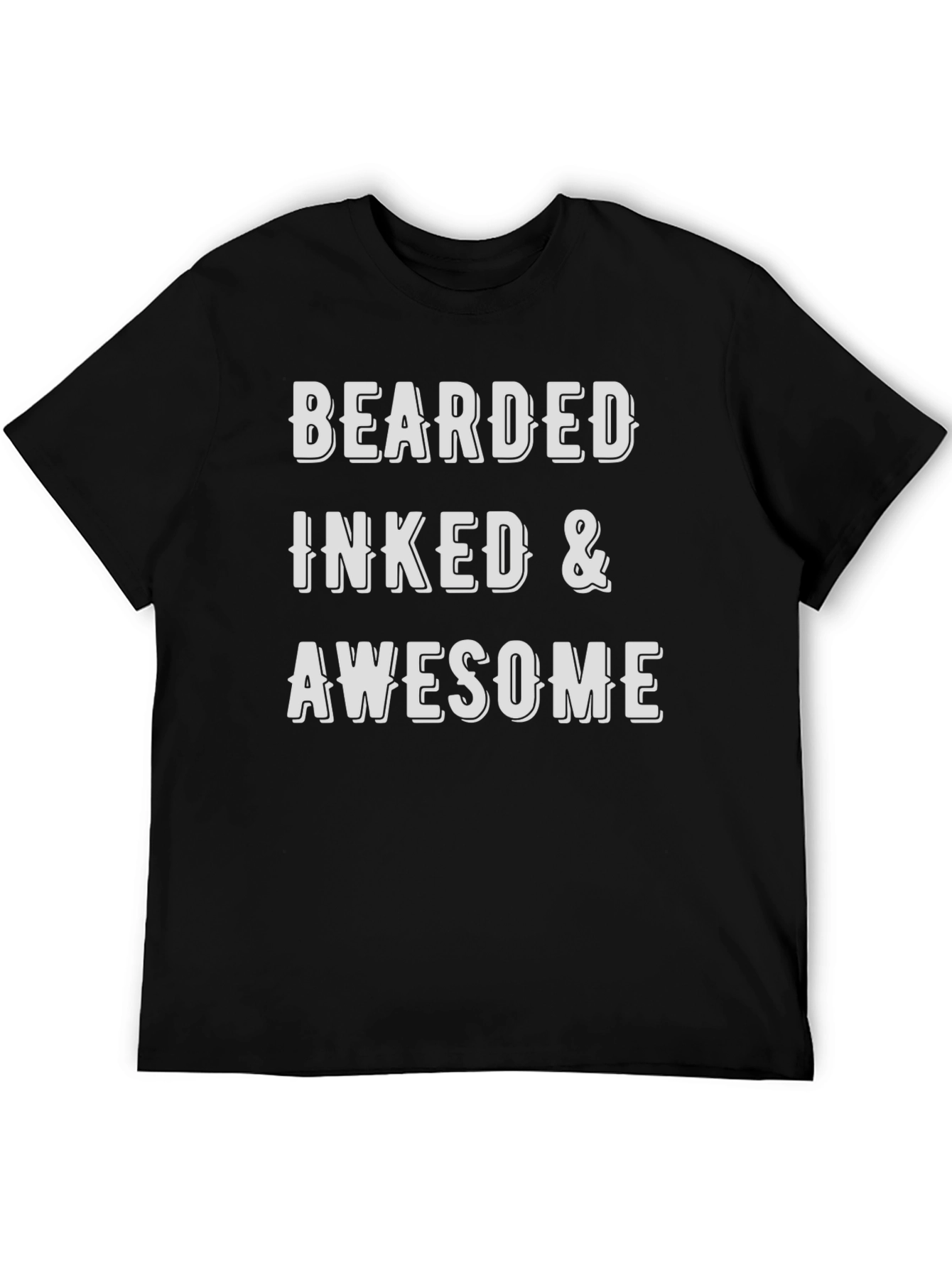 Black Bearded Inked & Awesome Men's Black T-Shirt view 5