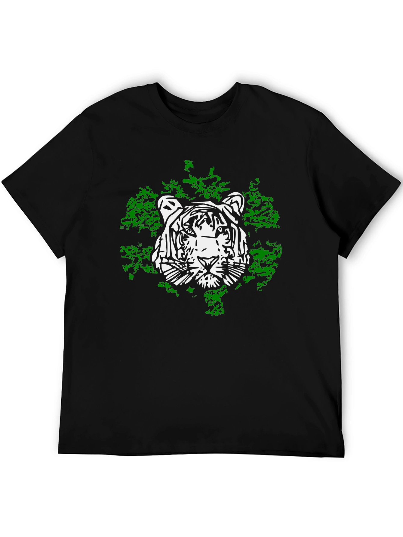 Black Tiger Graphic Tee - Cool Black Cotton T-Shirt view 5