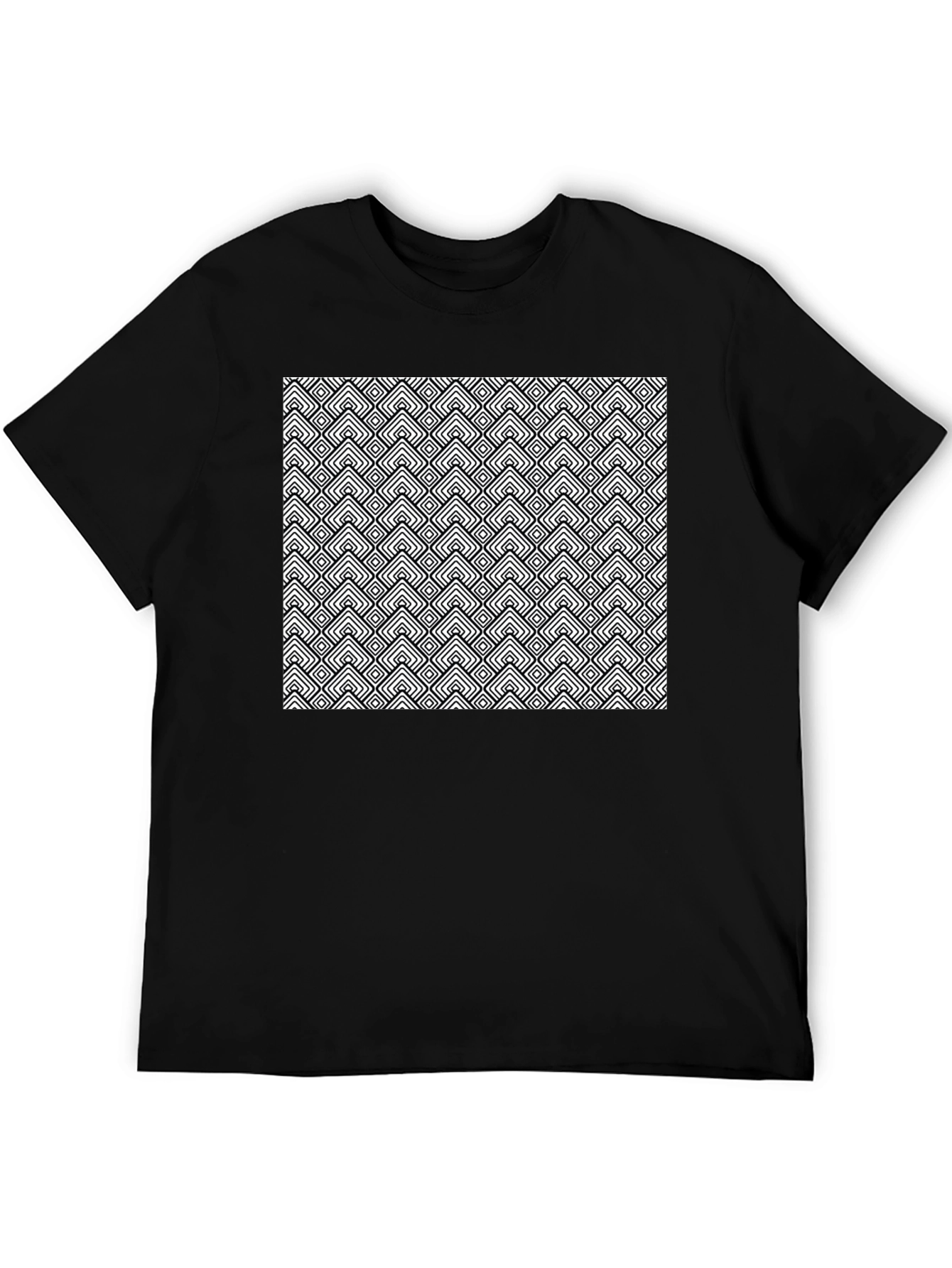 Black Geometric Pattern Tee - Black view 5