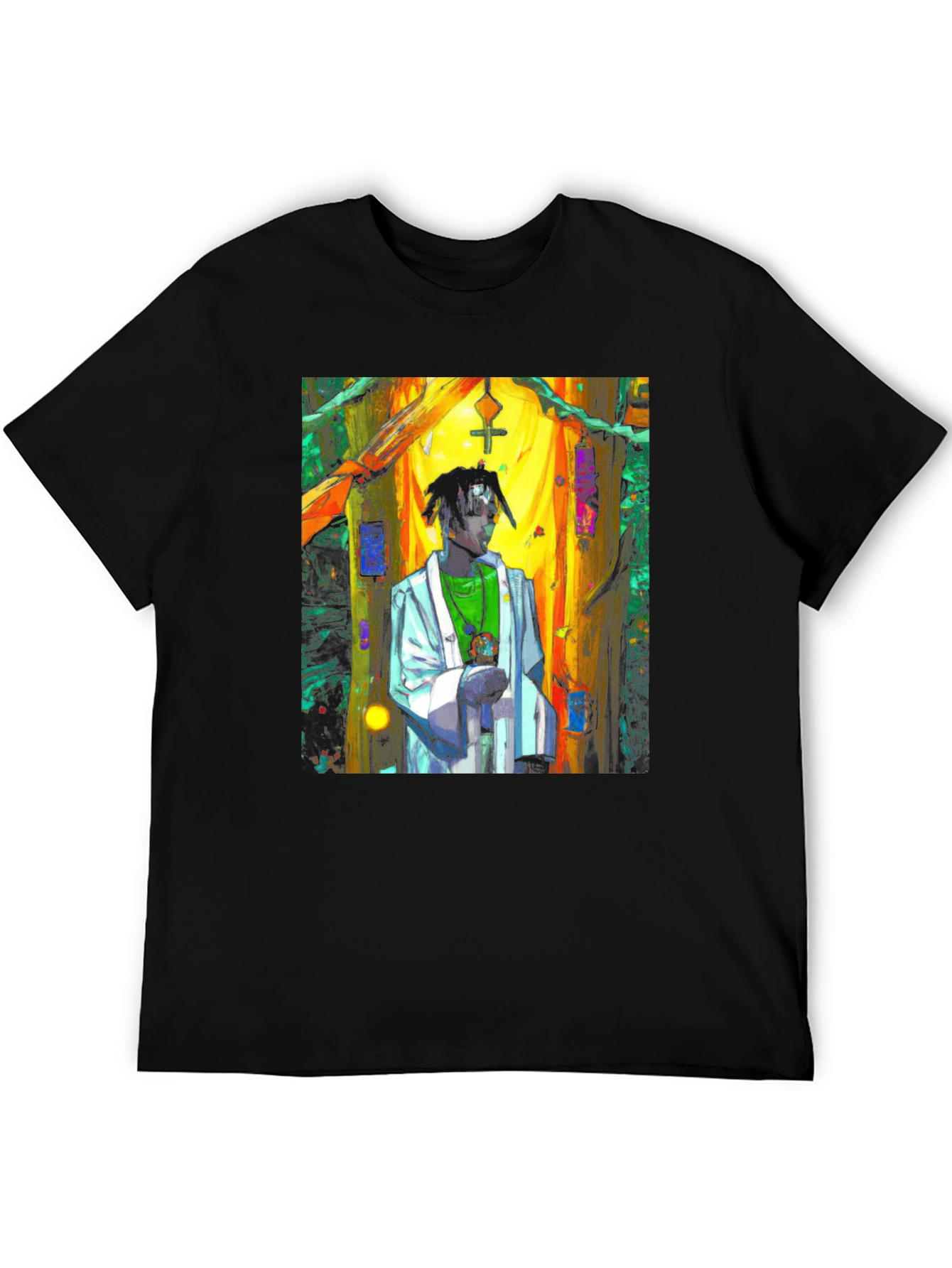 Black Abstract Priest Black T-Shirt Unique Art view 5