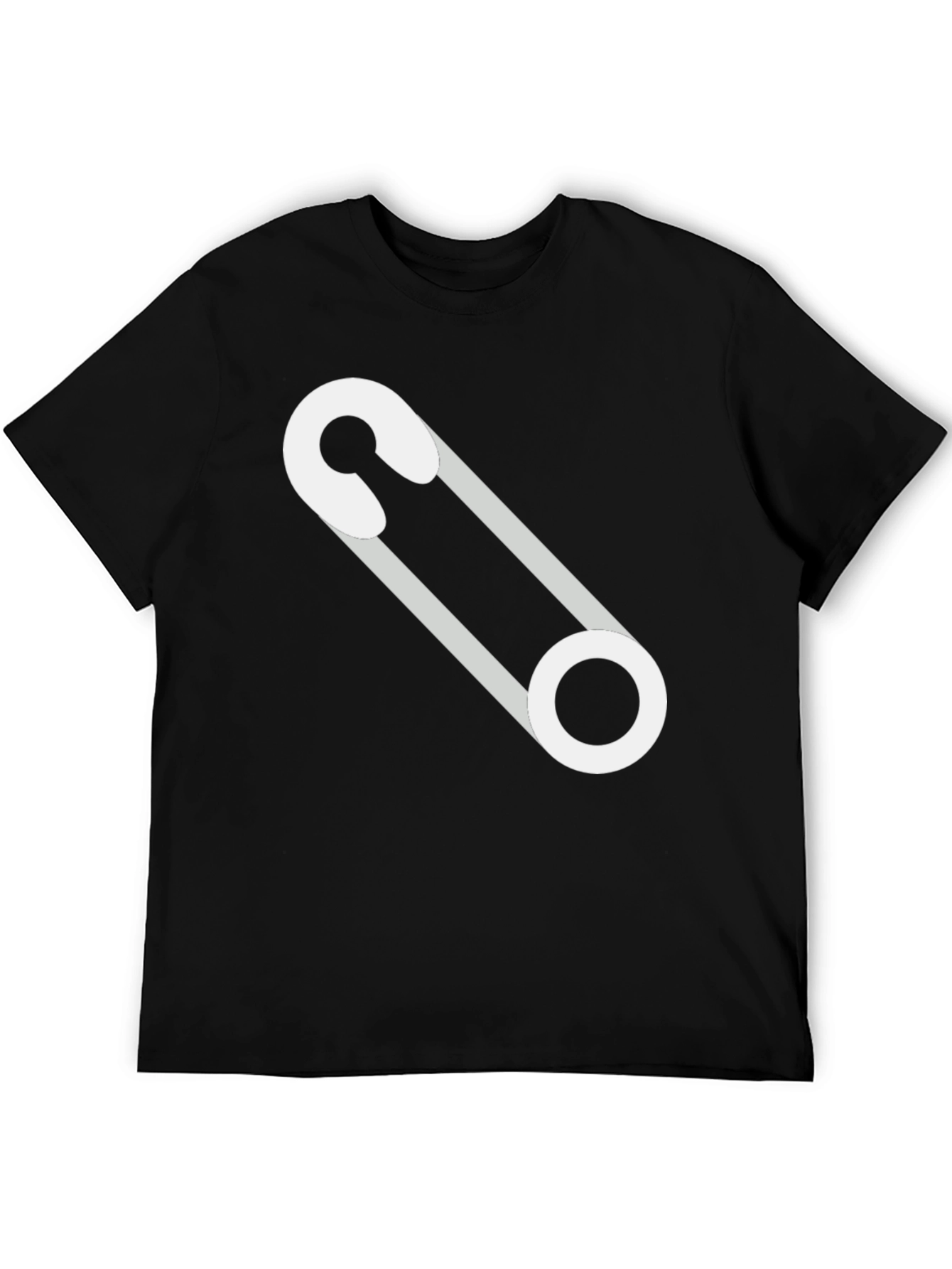 Black Safety Pin Graphic T-Shirt - Modern Casual Tee view 5