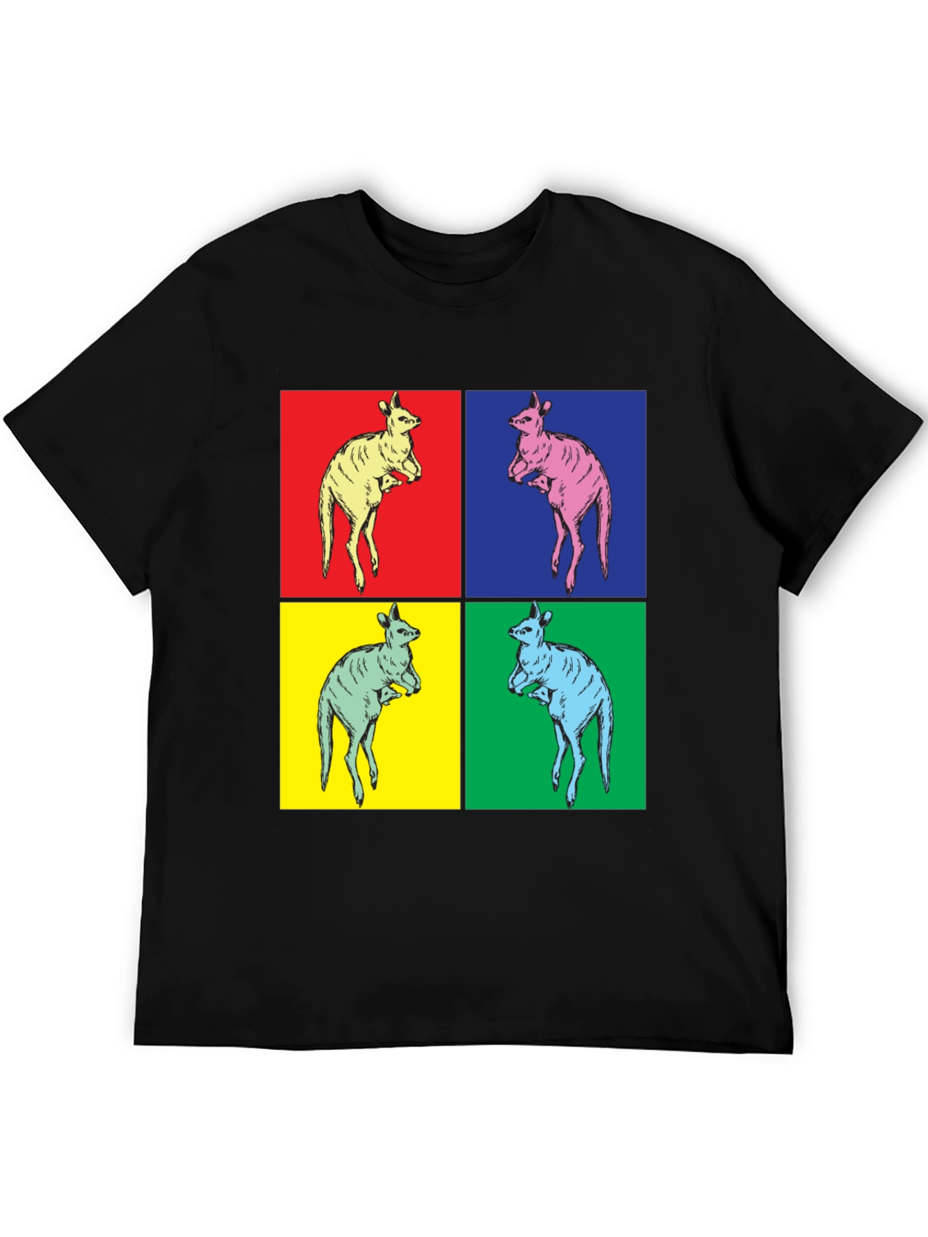 Black Kangaroo Pop Art Black T-Shirt view 5