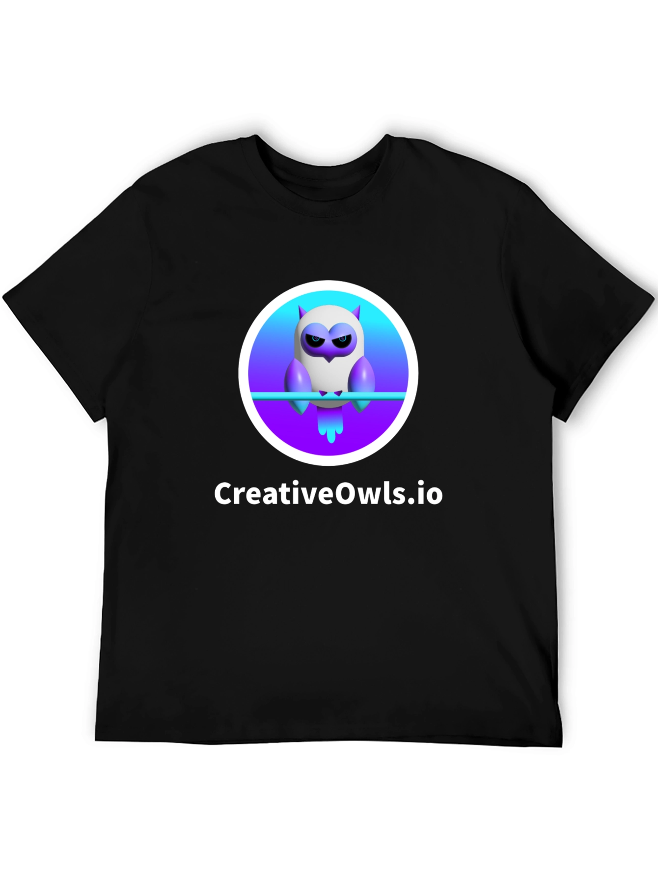 Black CreativeOwls.io T-Shirt view 5