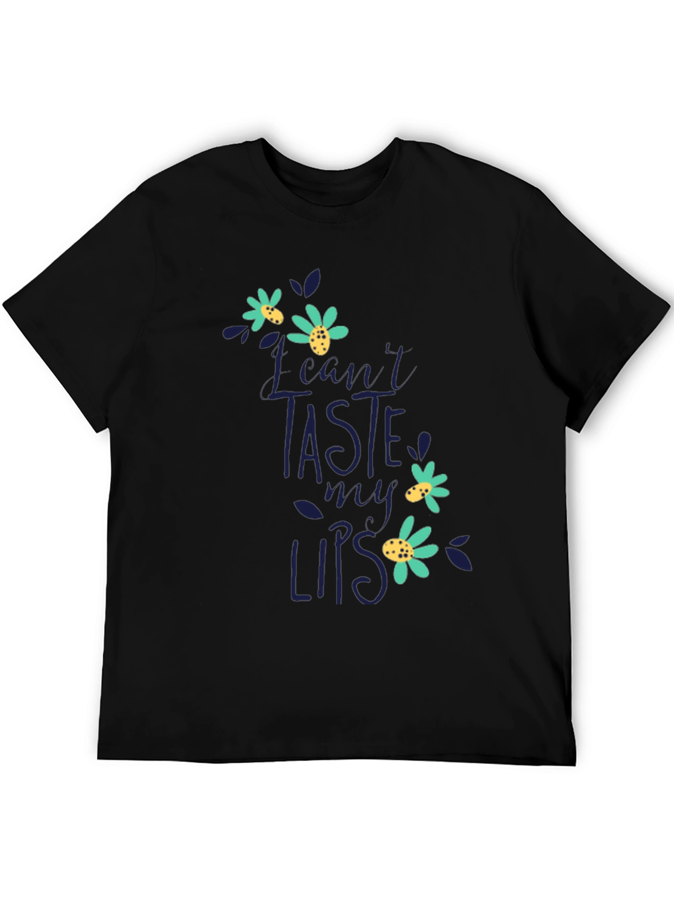 Black Floral Lips Graphic Tee - Men's Black T-Shirt view 5