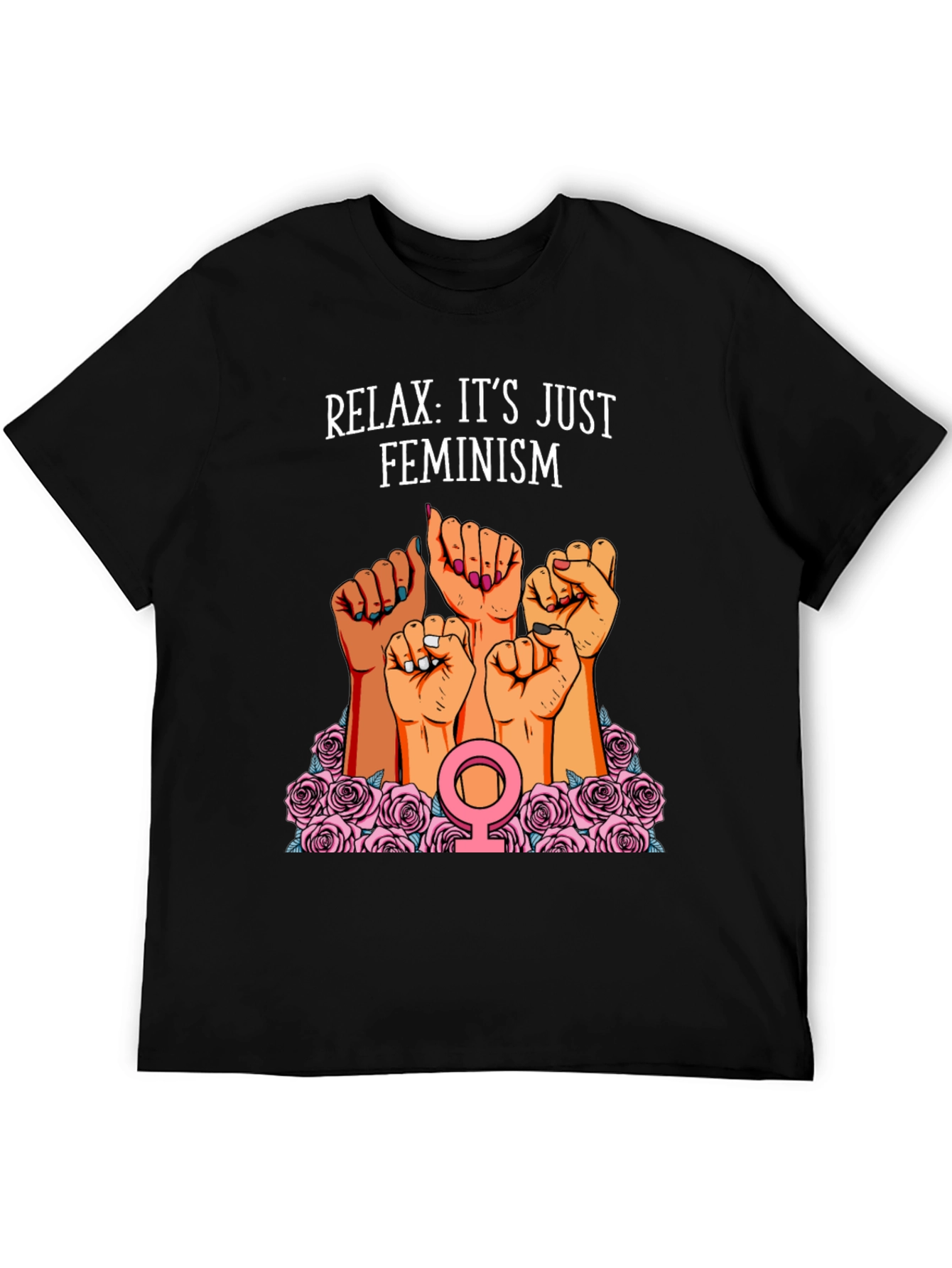 Black Feminist Power T-Shirt: Relax, It's Just Feminism! view 5