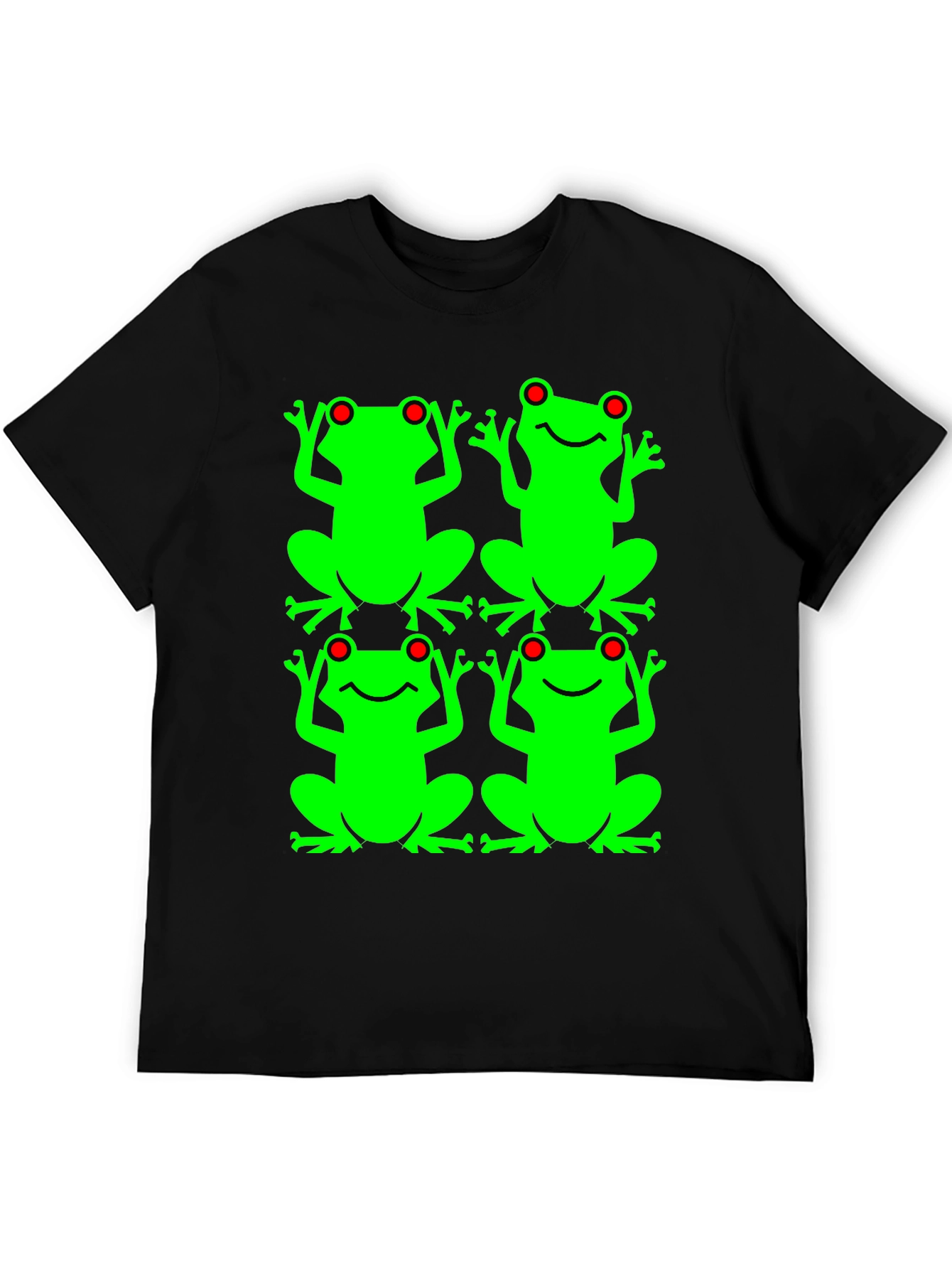 Black Frog Pattern Graphic T-Shirt view 5