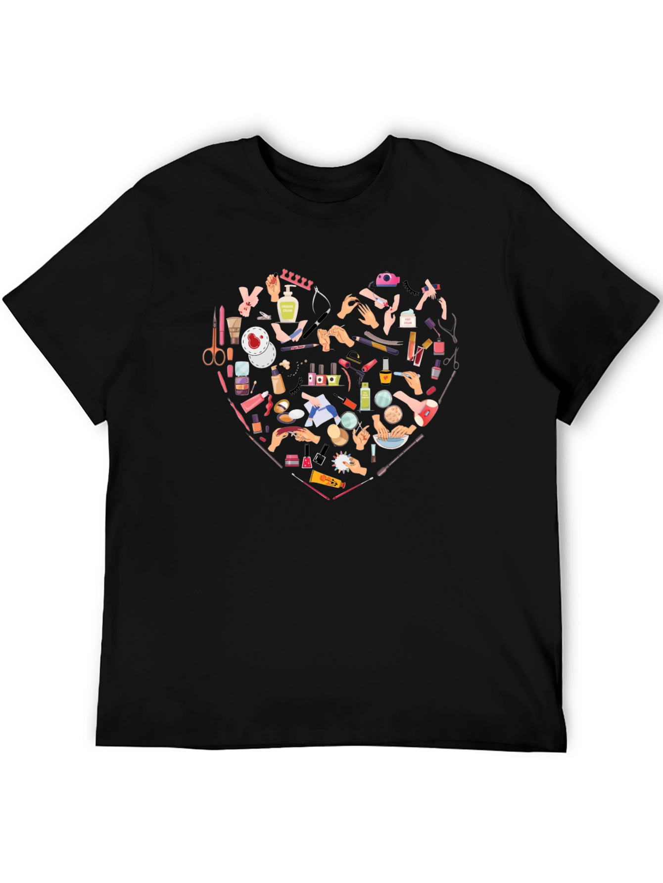 Black Manicure Heart Graphic Tee - Black Cotton T-Shirt view 5