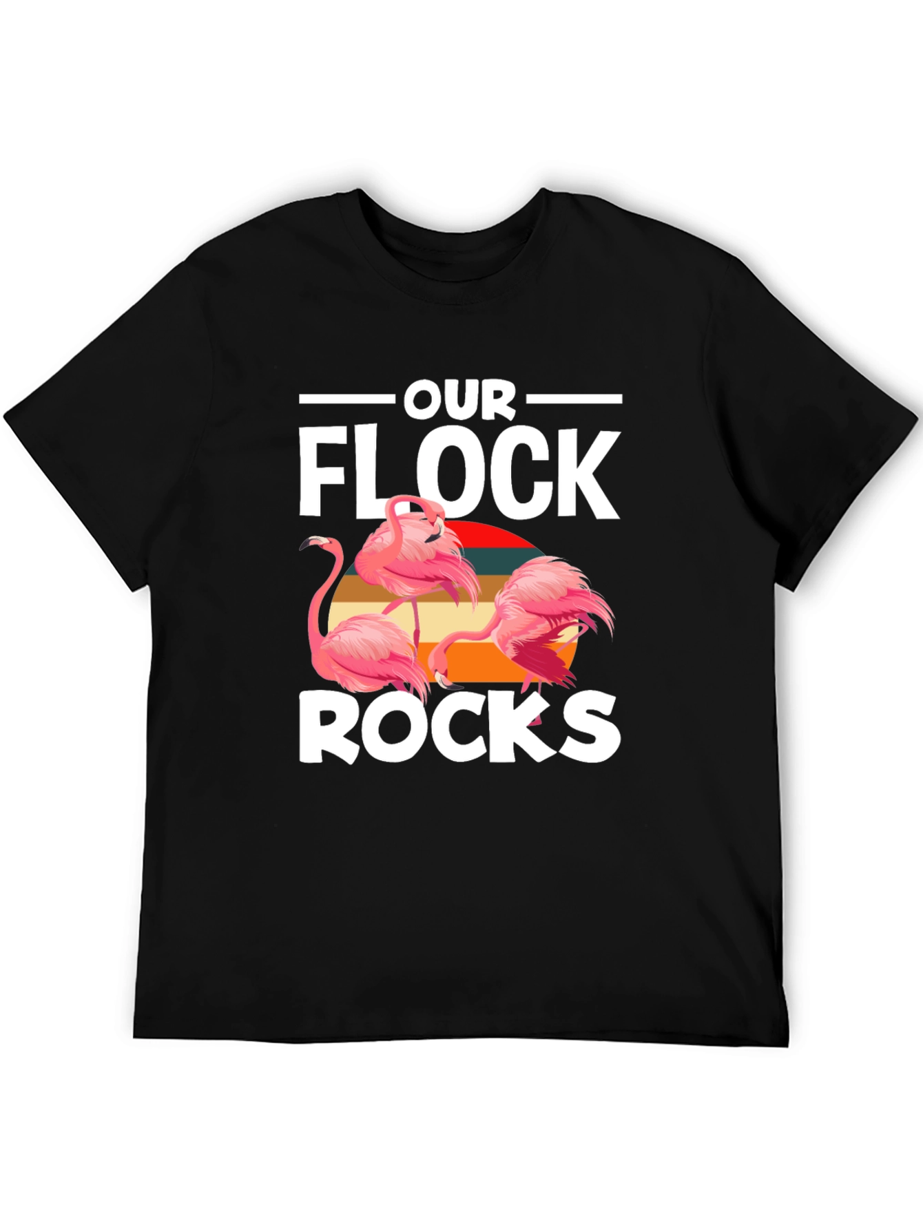 Black Our Flock Rocks Flamingo Graphic Tee view 5
