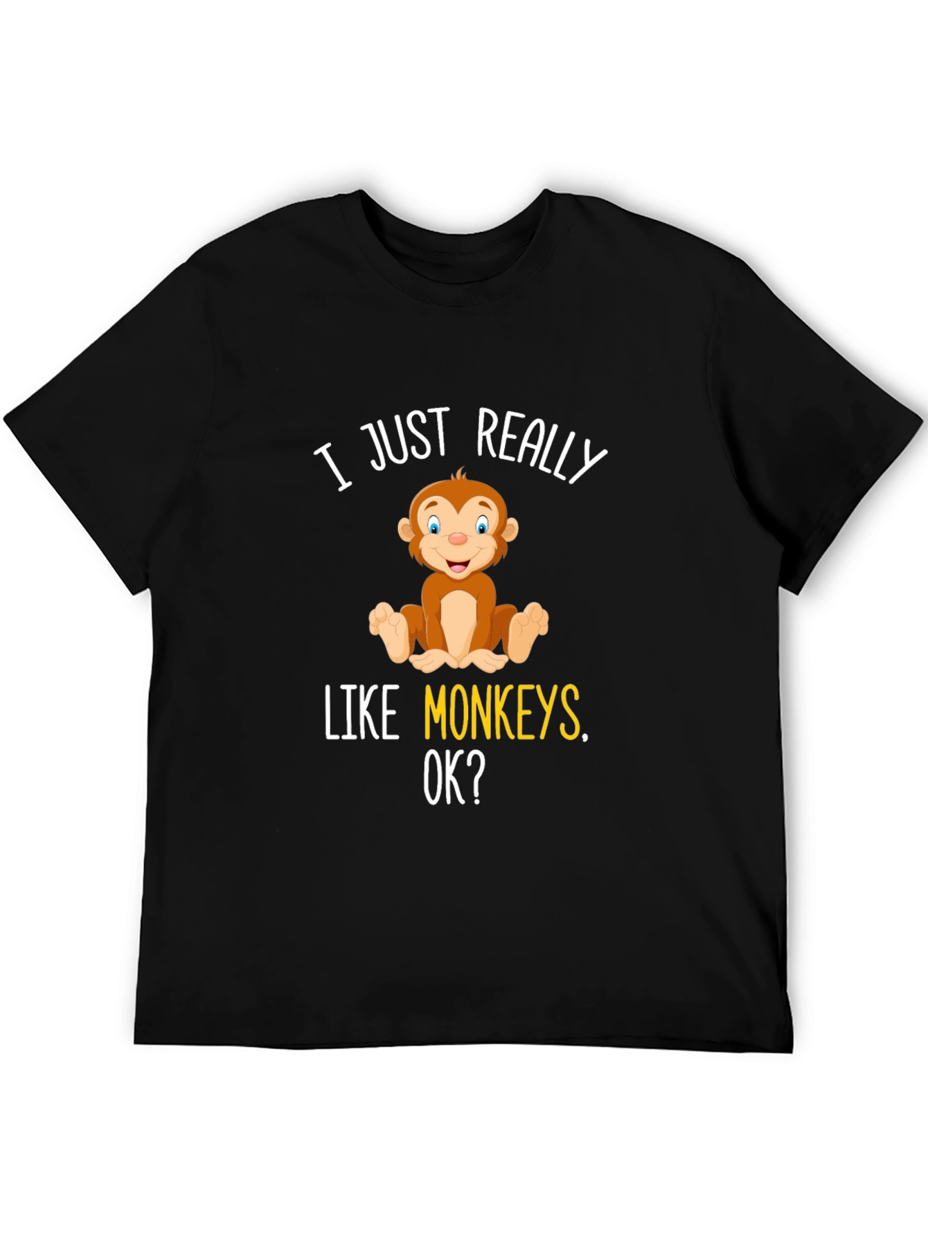 Black I Just Really Like Monkeys T-Shirt view 5