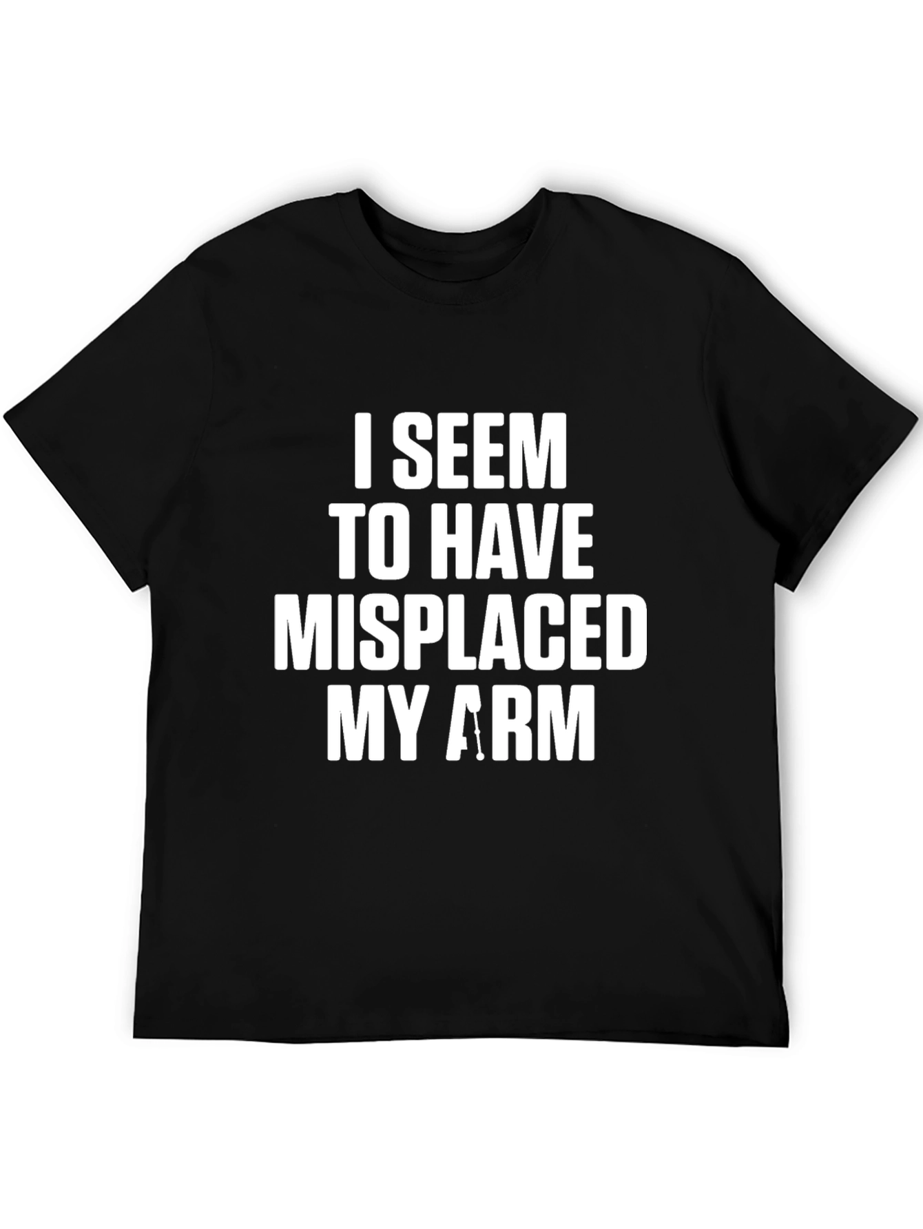 Black Humorous 'Misplaced Arm' Graphic Print T-Shirt view 5