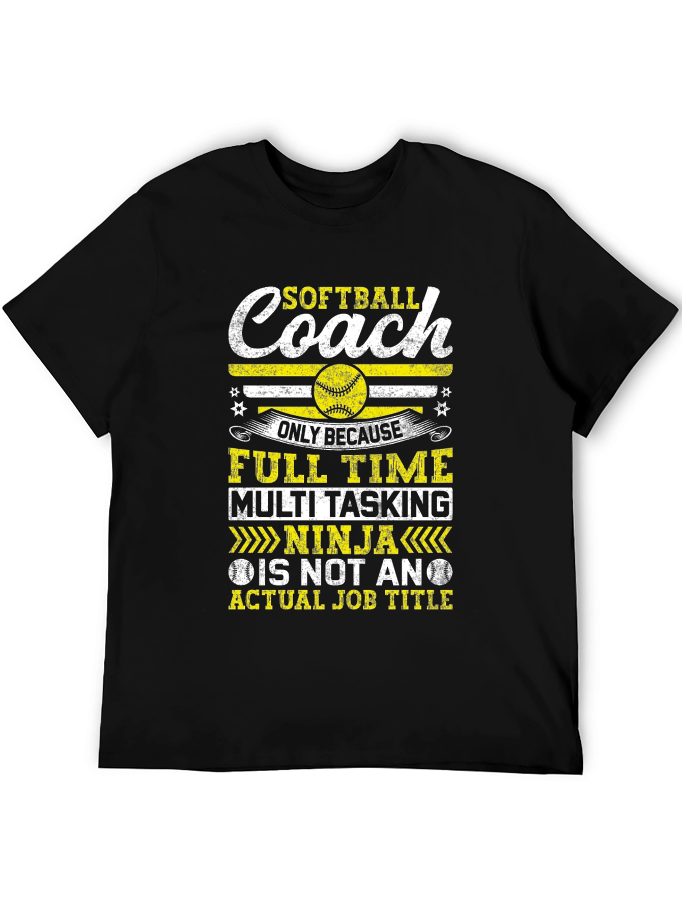 Black Softball Coach T-Shirt - Full Time Multi Tasking Ninja view 5