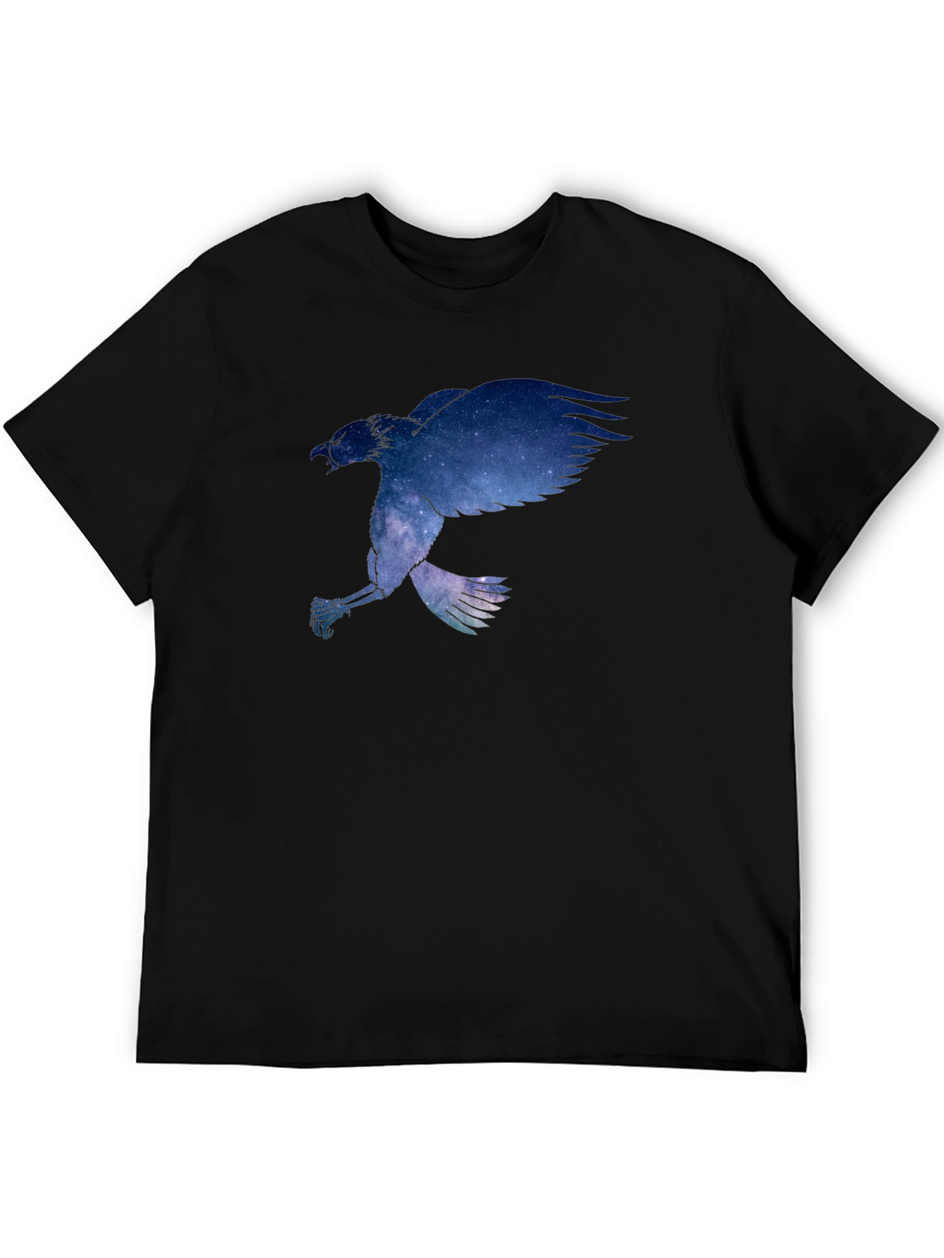 Black Cosmic Raven Graphic Tee - Black Cotton Blend view 5