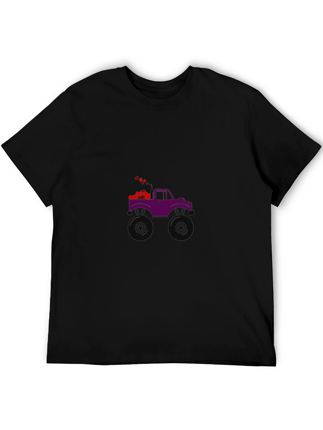 Black Purple Monster Truck with Hearts Graphic Tee view 5