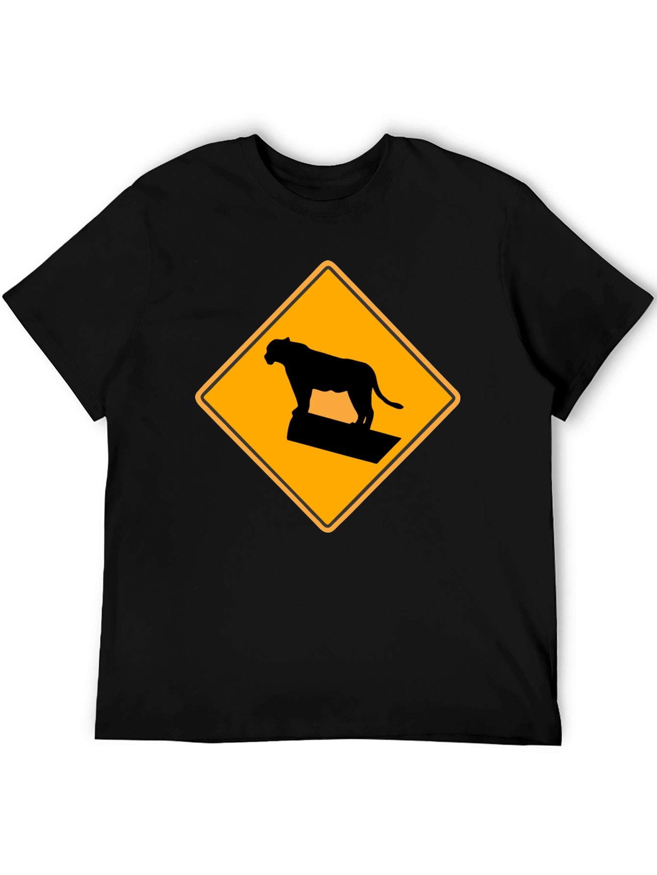 Black Caution Cougar Crossing T-Shirt - Black view 5