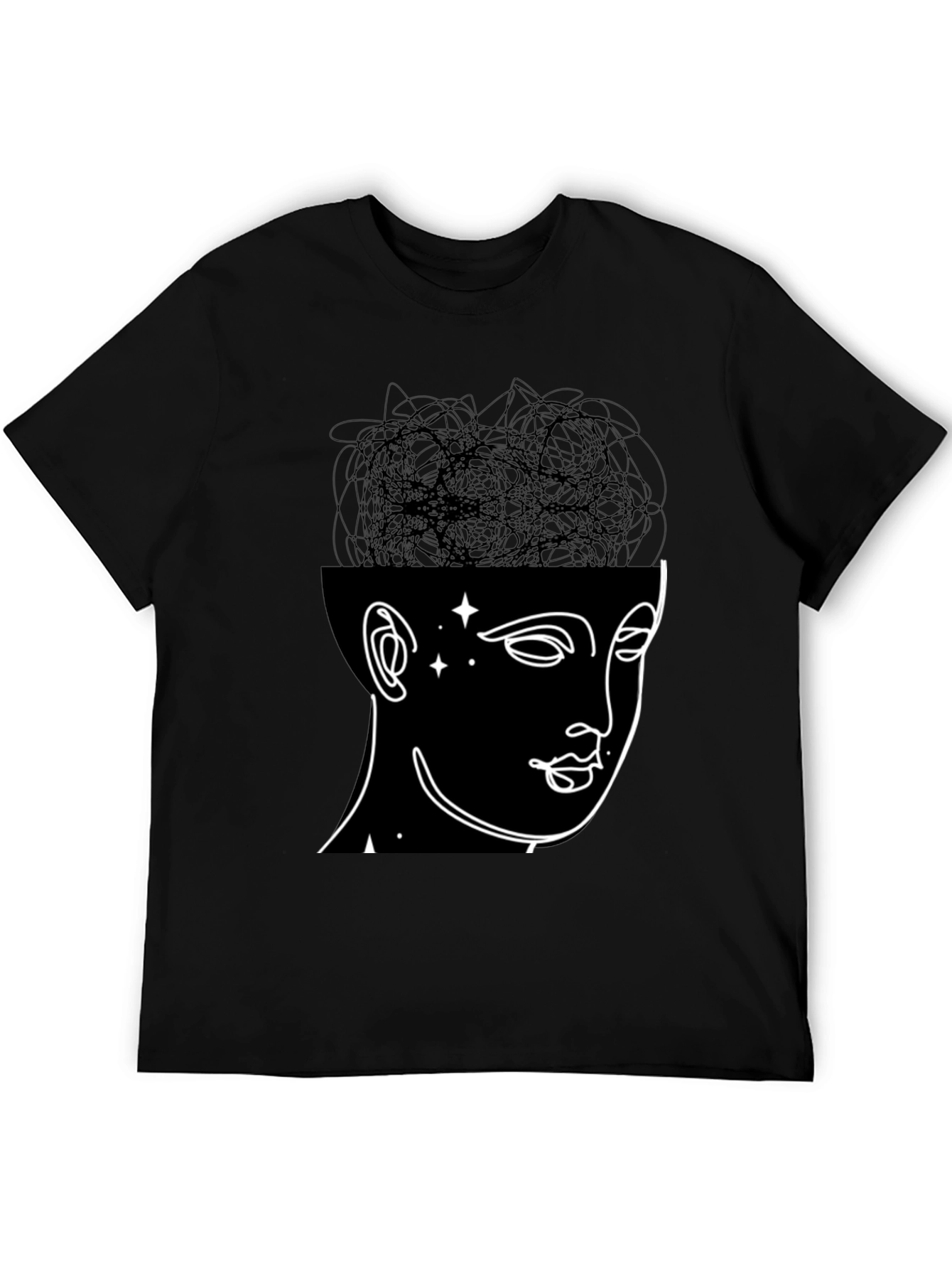 Black Abstract Mind T-Shirt - Modern Graphic Tee view 5