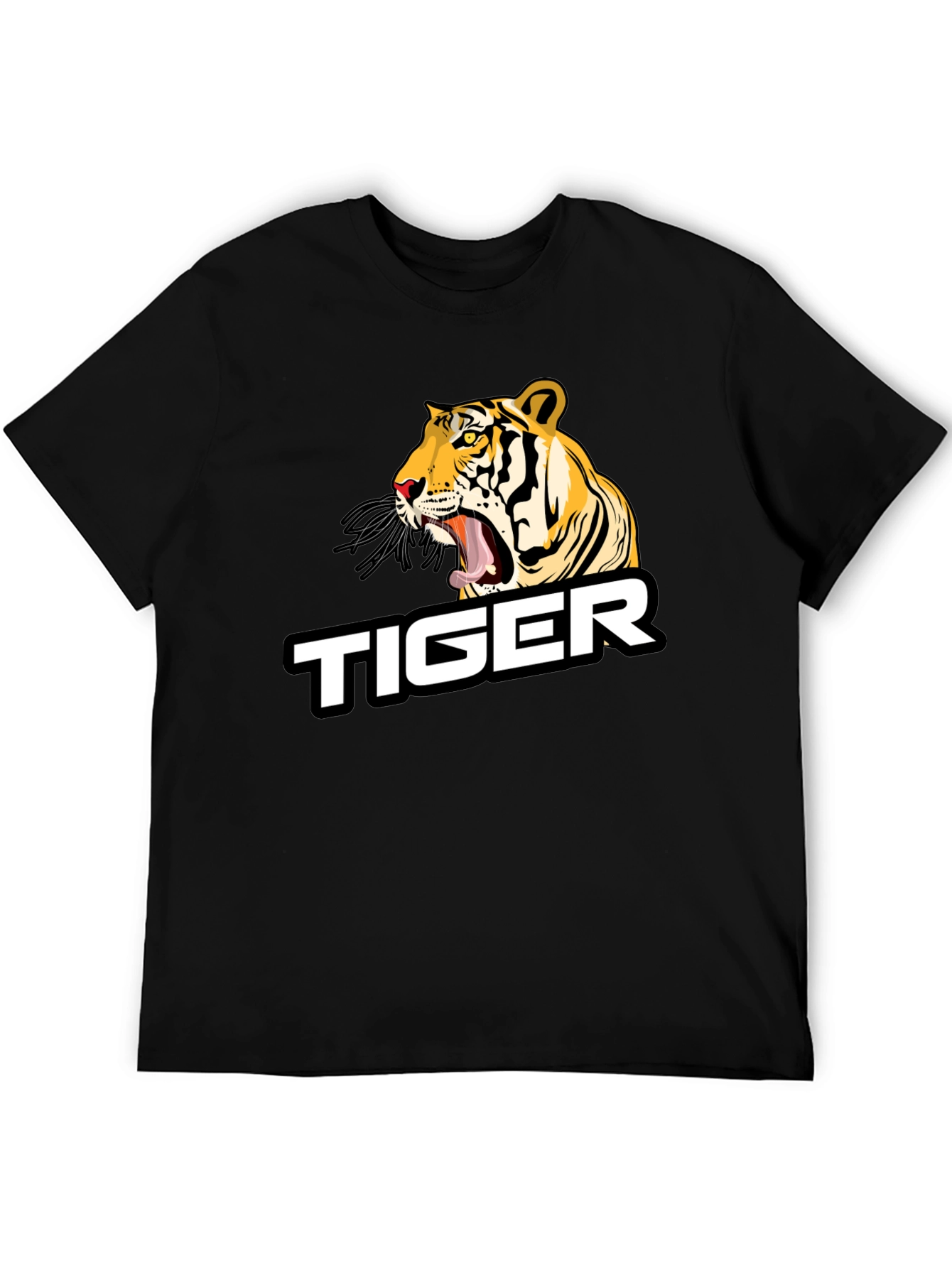 Black Roaring Tiger Graphic Tee - Black Cotton Blend view 5