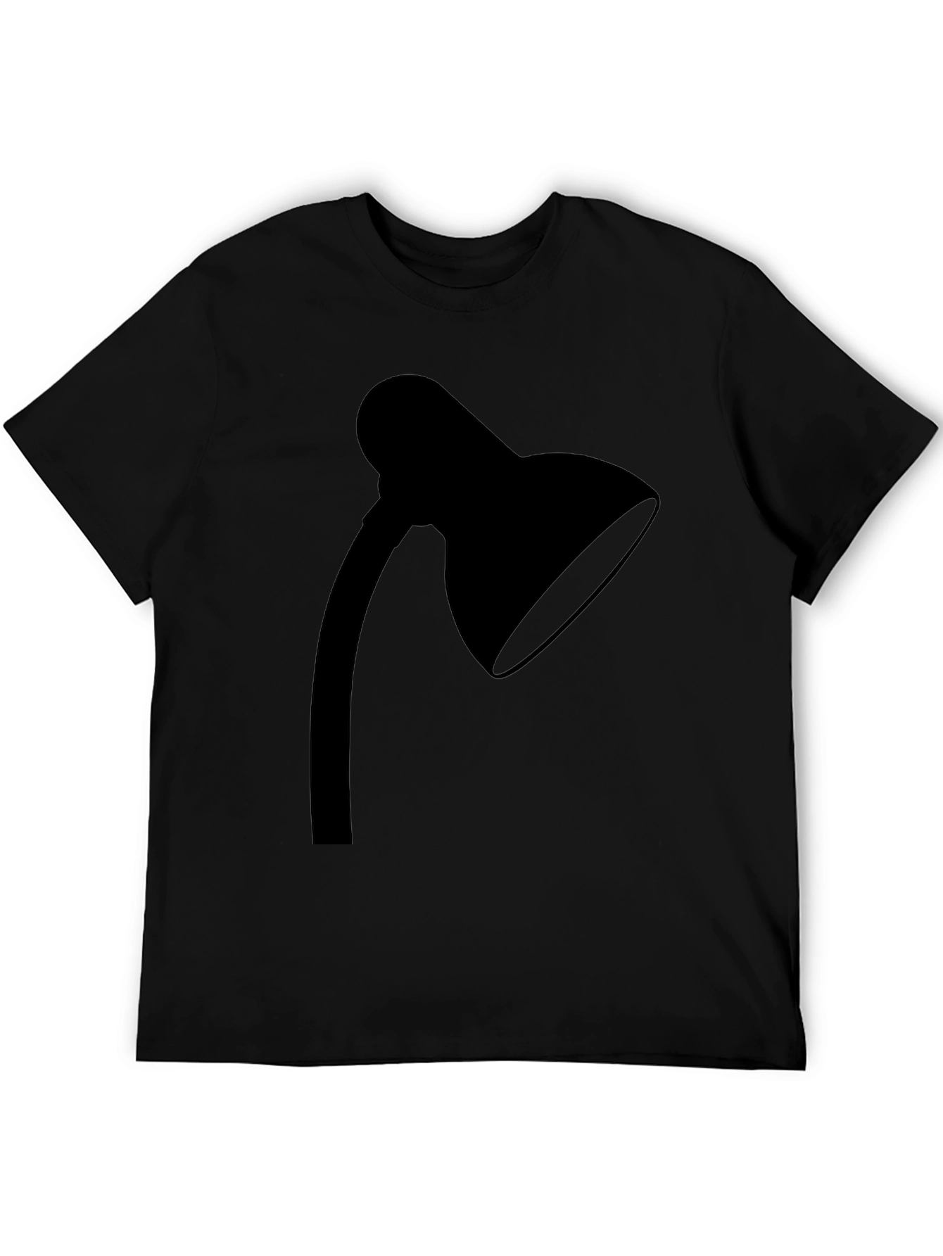 Black Minimalist Lamp Graphic Tee - Black Cotton T-Shirt view 5