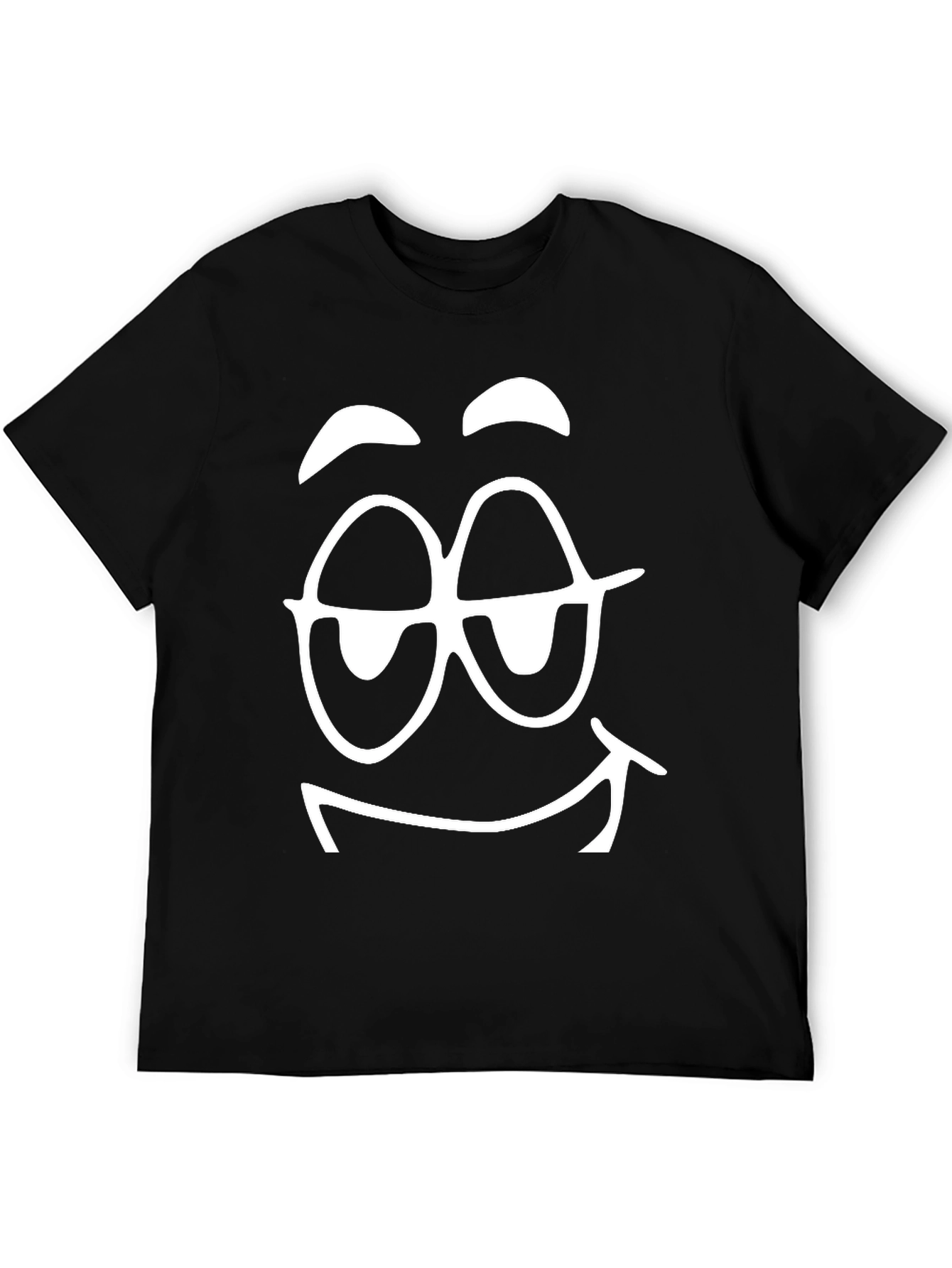 Black Funny Face Graphic Black T-Shirt view 5