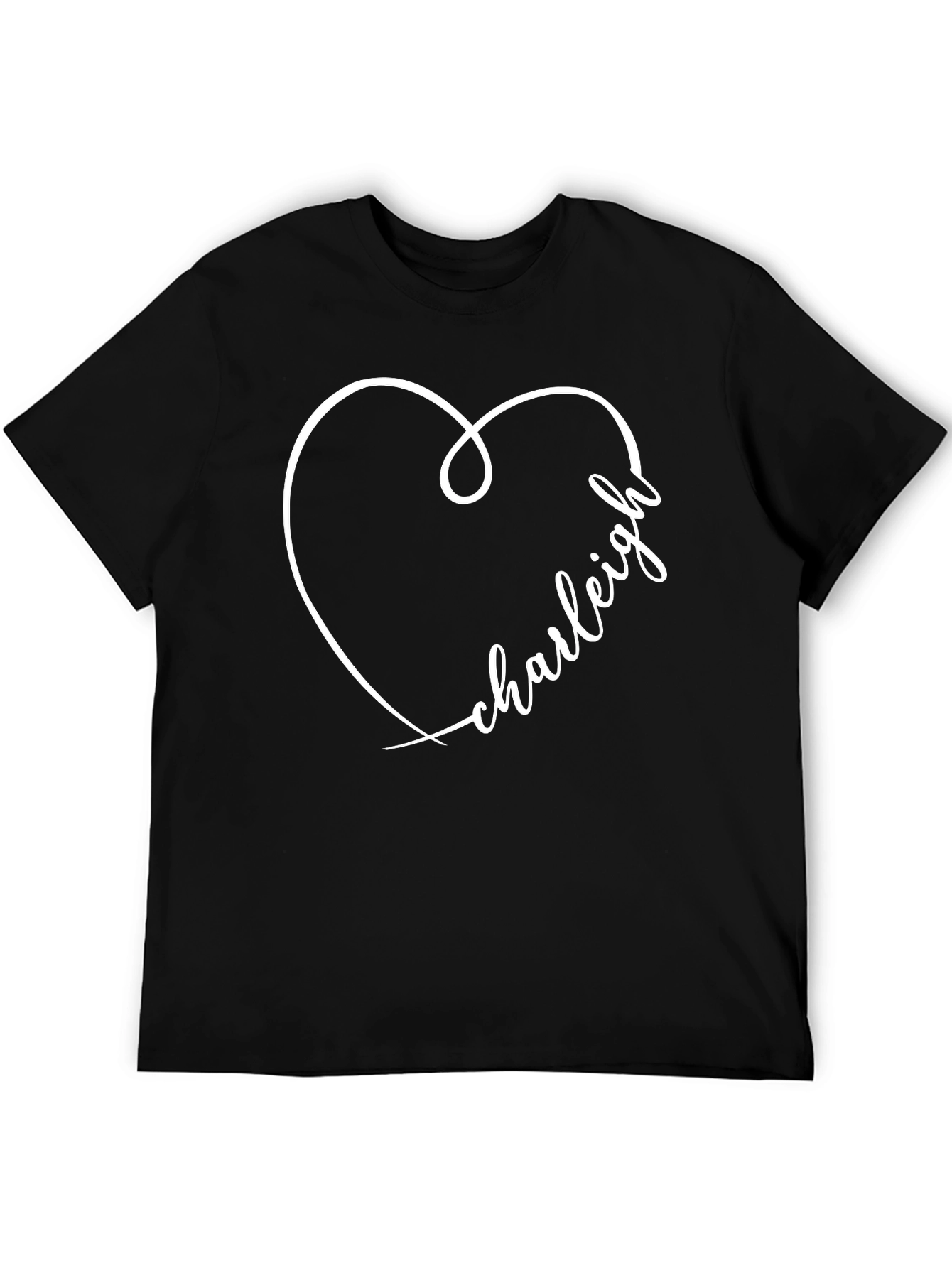 Black Personalized "Charleigh" Heart Graphic T-Shirt view 5