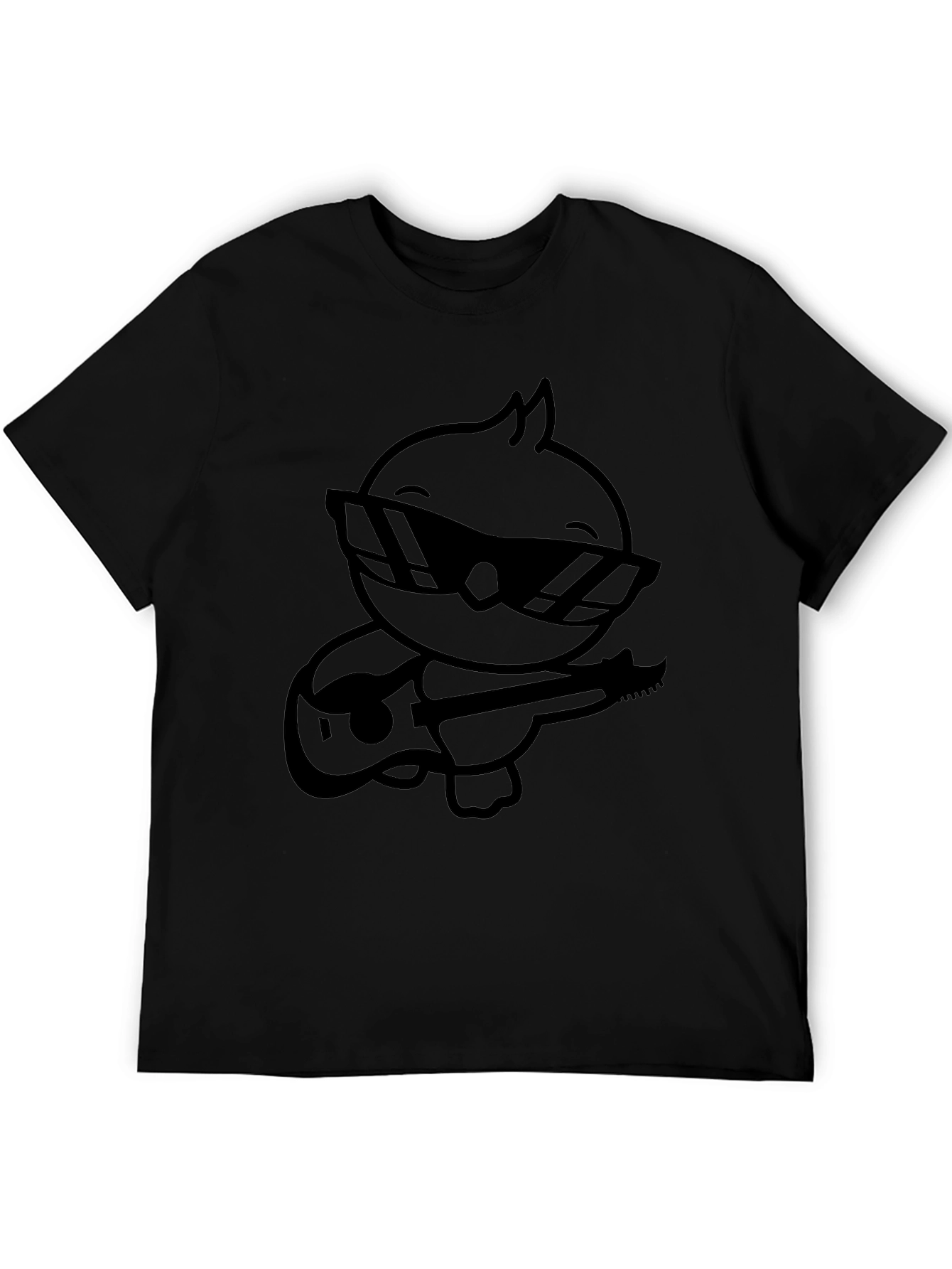 Black Cool Chick Guitar Player Black T-Shirt view 5