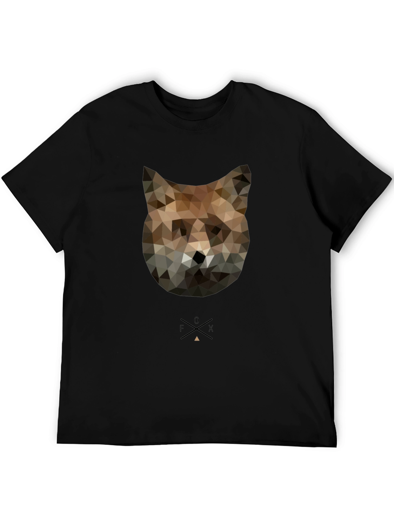 Black Geometric Fox Graphic Tee - Modern Style view 5