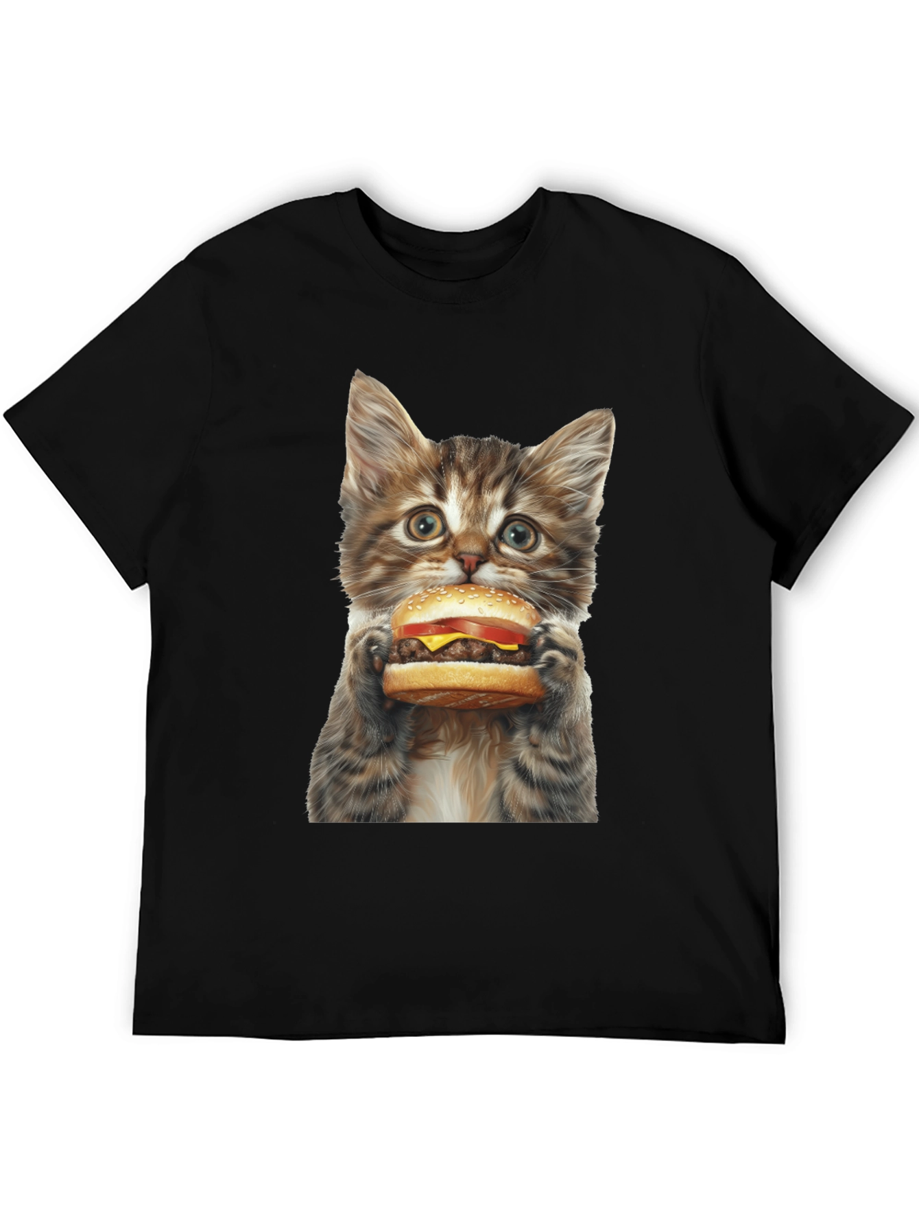Black Cat Burger T-Shirt - Funny Kitten Graphic Tee view 5