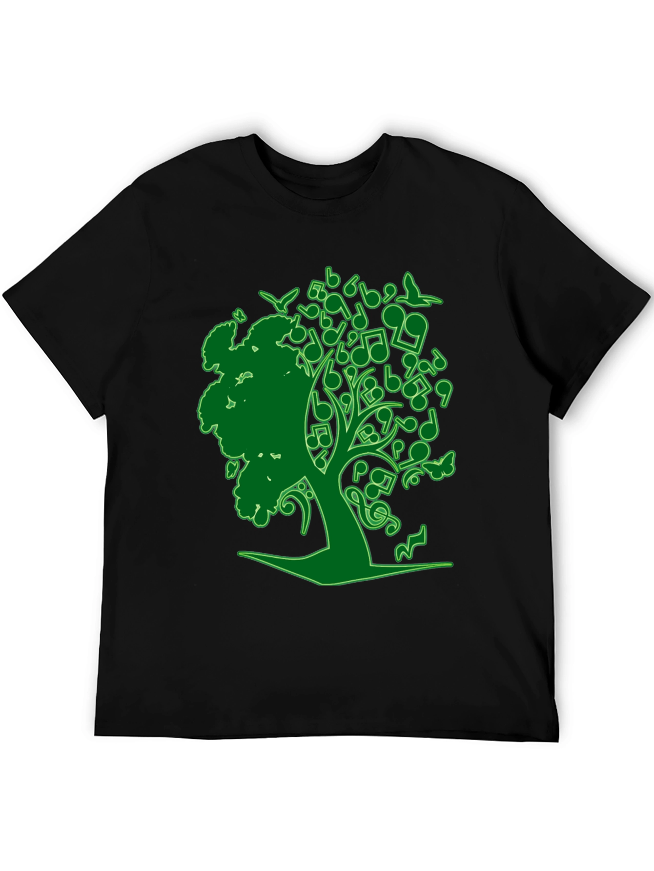 Black Musical Tree Graphic Tee - Nature Inspired Design view 5
