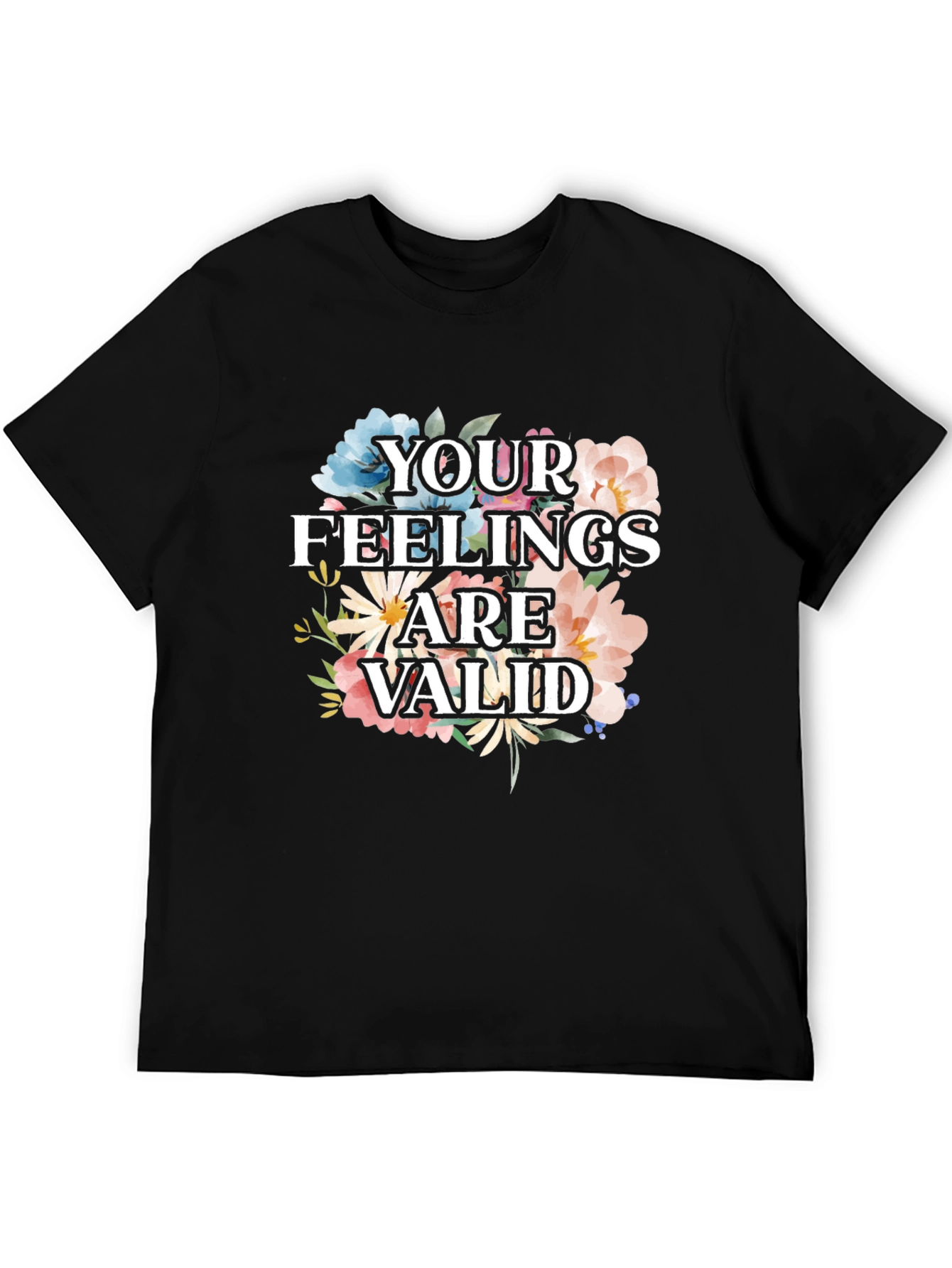 Black Floral "Your Feelings Are Valid" Graphic Tee view 5