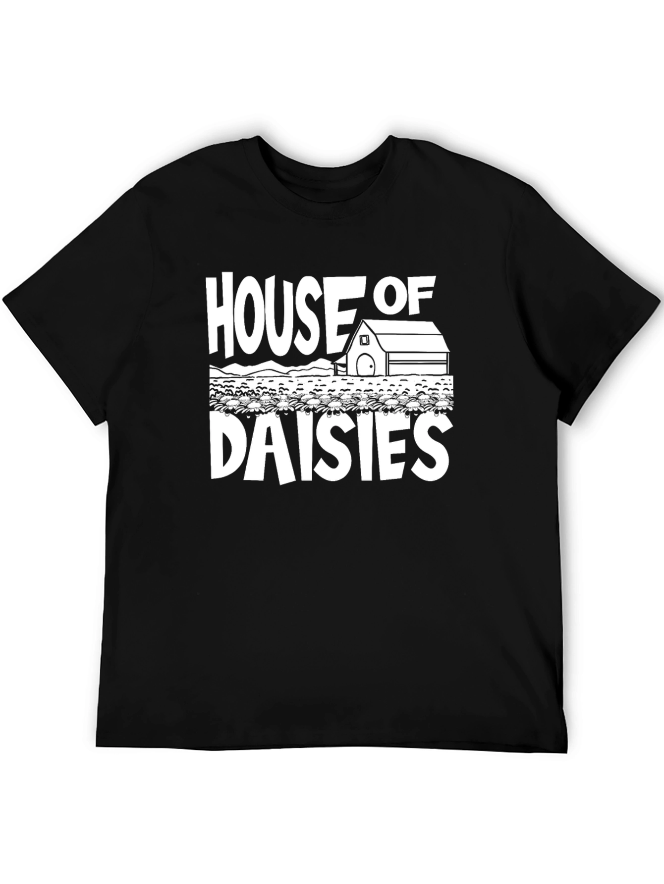 Black House of Daisies Graphic Tee - Unisex Black T-Shirt view 5