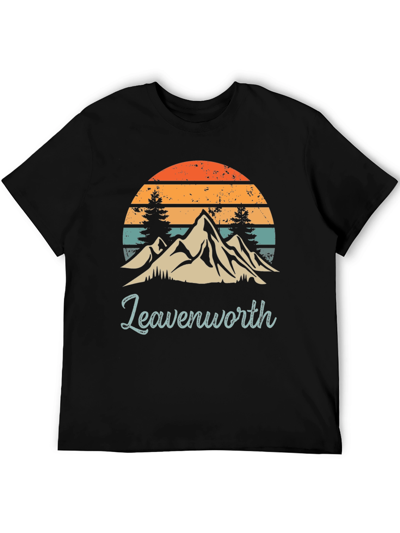 Black Leavenworth Mountain Sunset Graphic Tee view 5