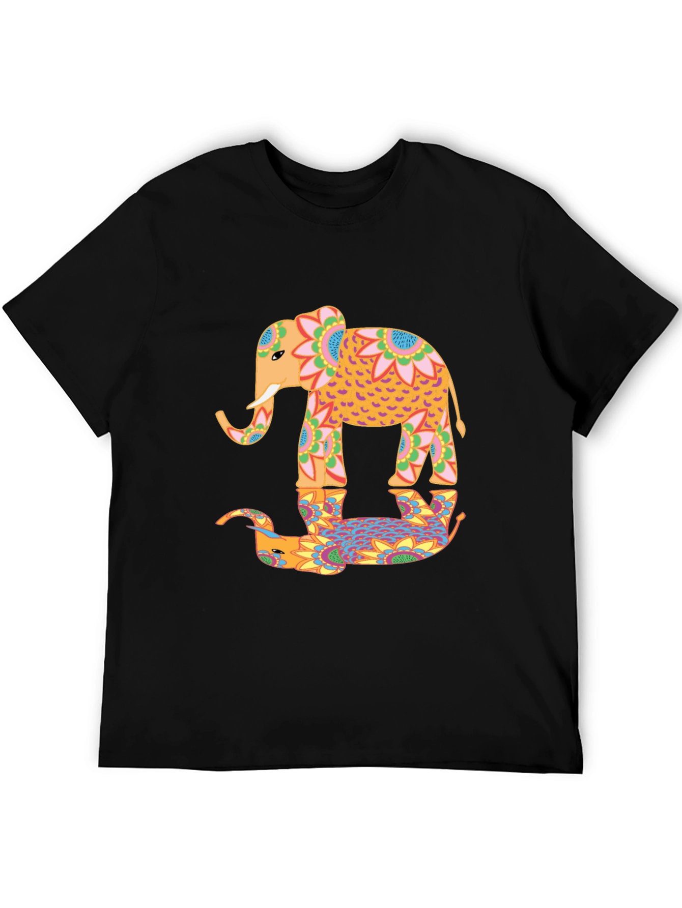 Black Elephant Reflection Graphic Tee - Unique Design view 5