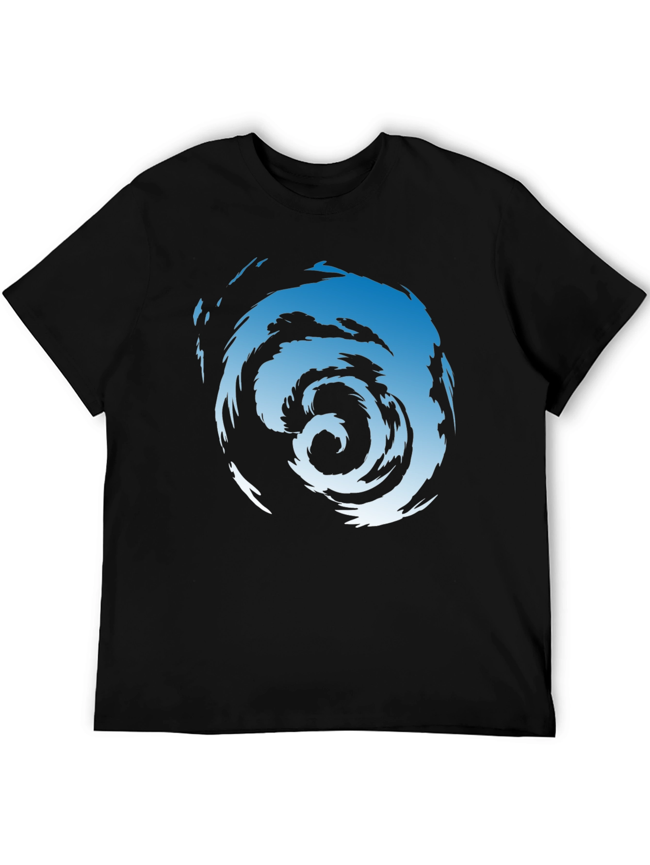 Black Abstract Swirl Graphic Tee - Men's Black Cotton T-Shirt view 5