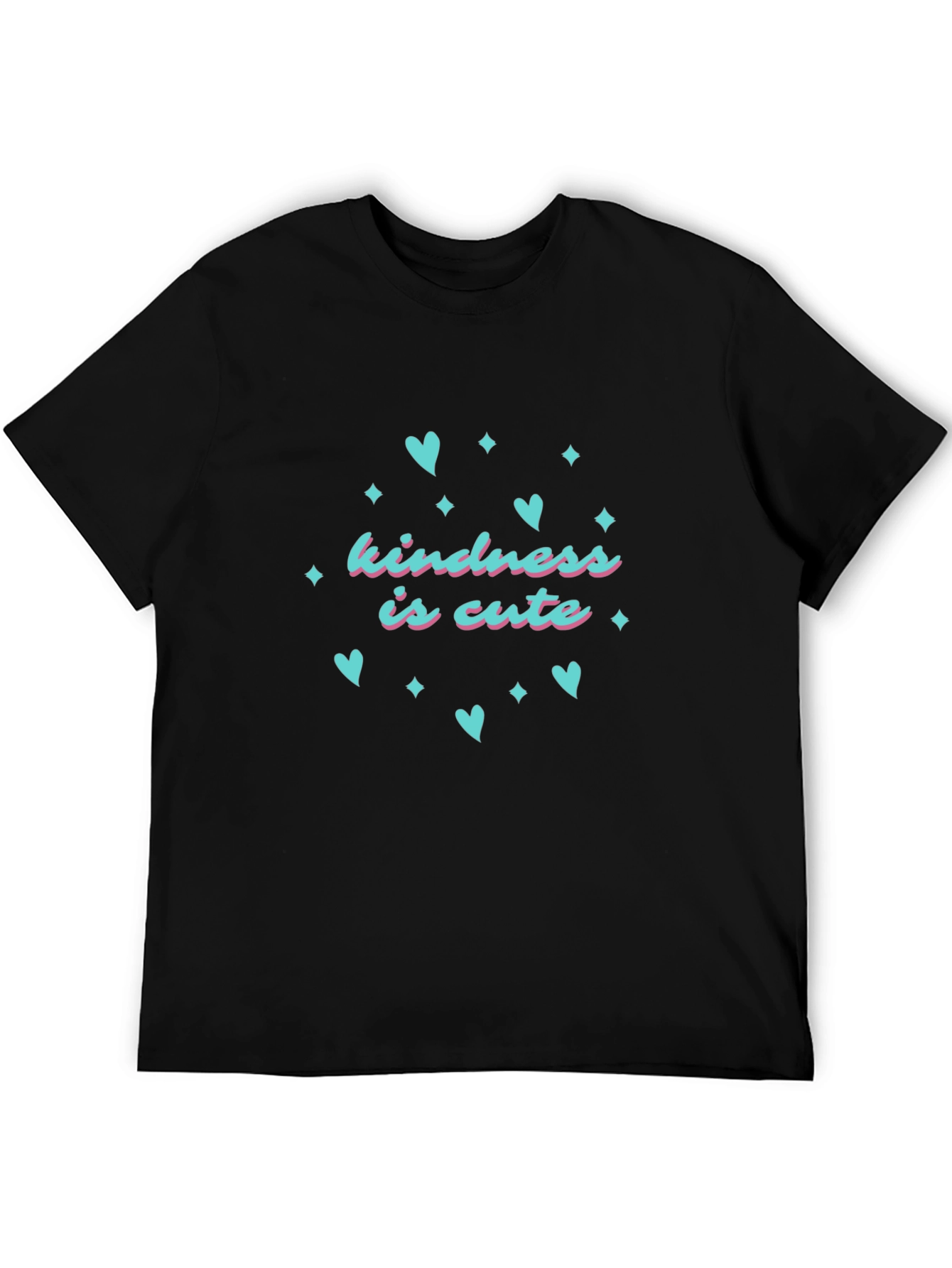 Black Kindness is Cute T-Shirt - Black Crew Neck view 5