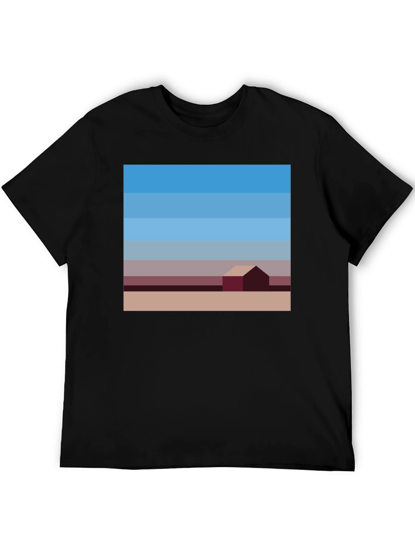 Black Abstract Landscape Graphic Tee - Modern Art Shirt view 5