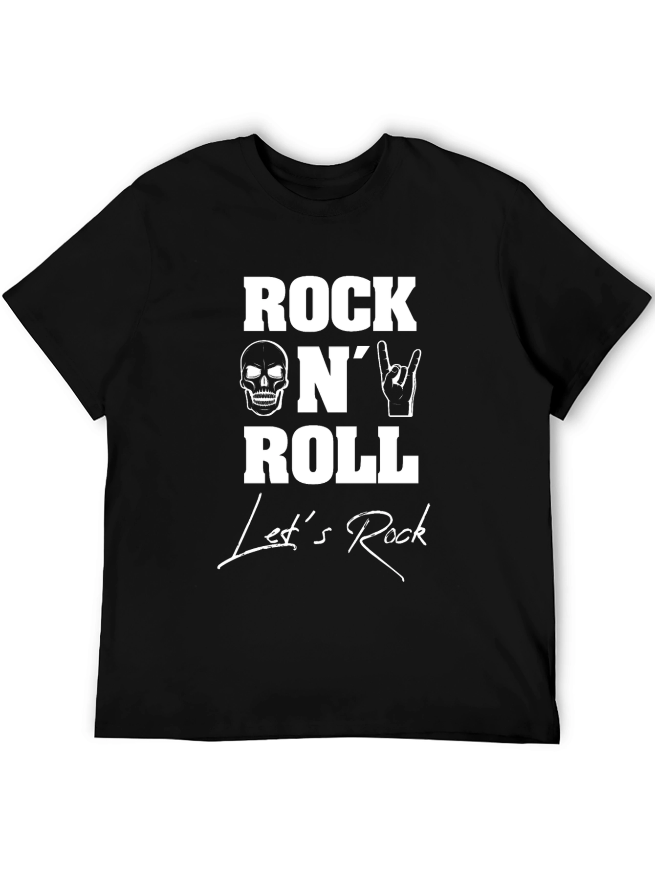 Black Rock N' Roll Graphic Print Black T-Shirt view 5