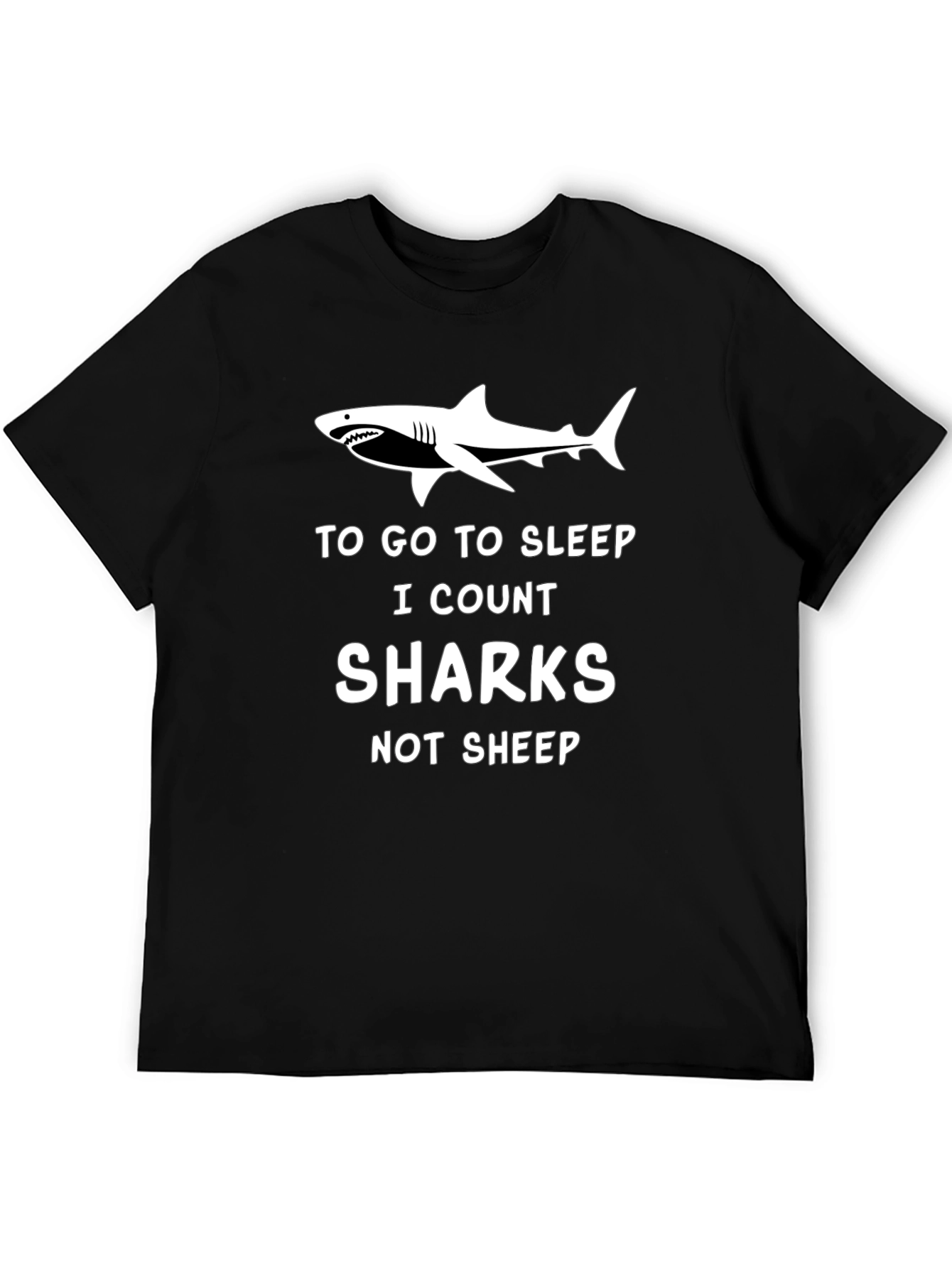 Black Shark Lover T-Shirt: Count Sharks Not Sheep view 5