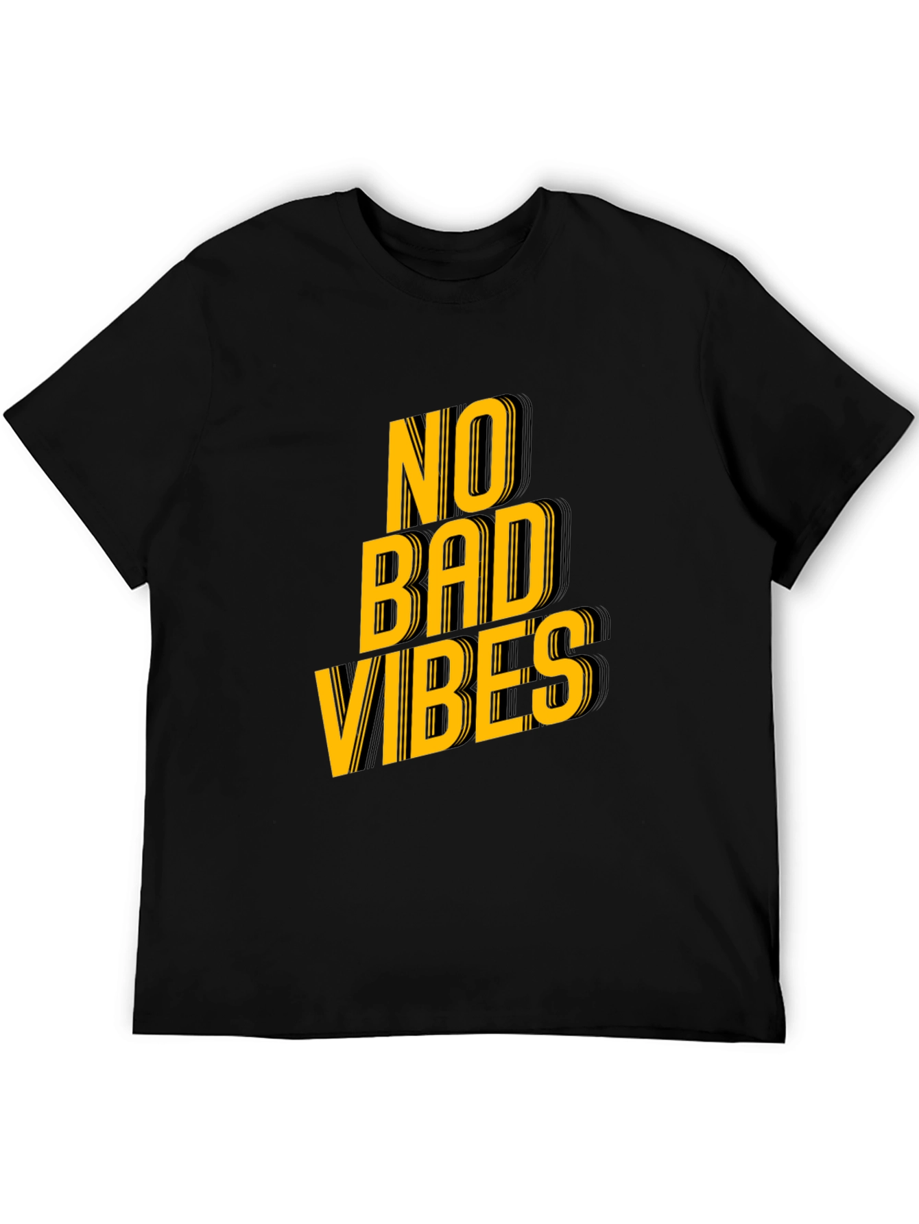 Black No Bad Vibes Graphic Tee - Trendy Black T-Shirt view 5
