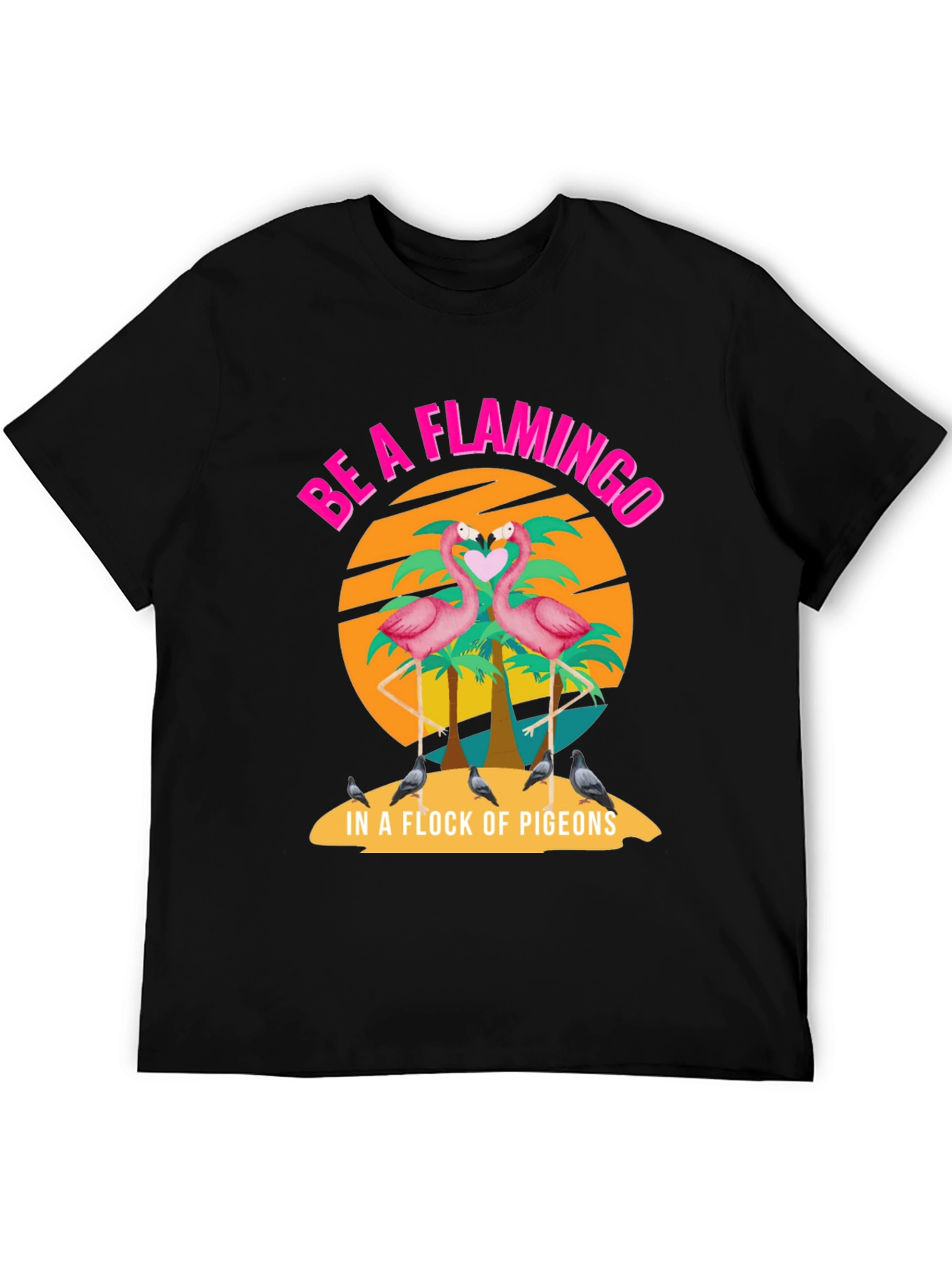 Black Be a Flamingo T-Shirt view 5