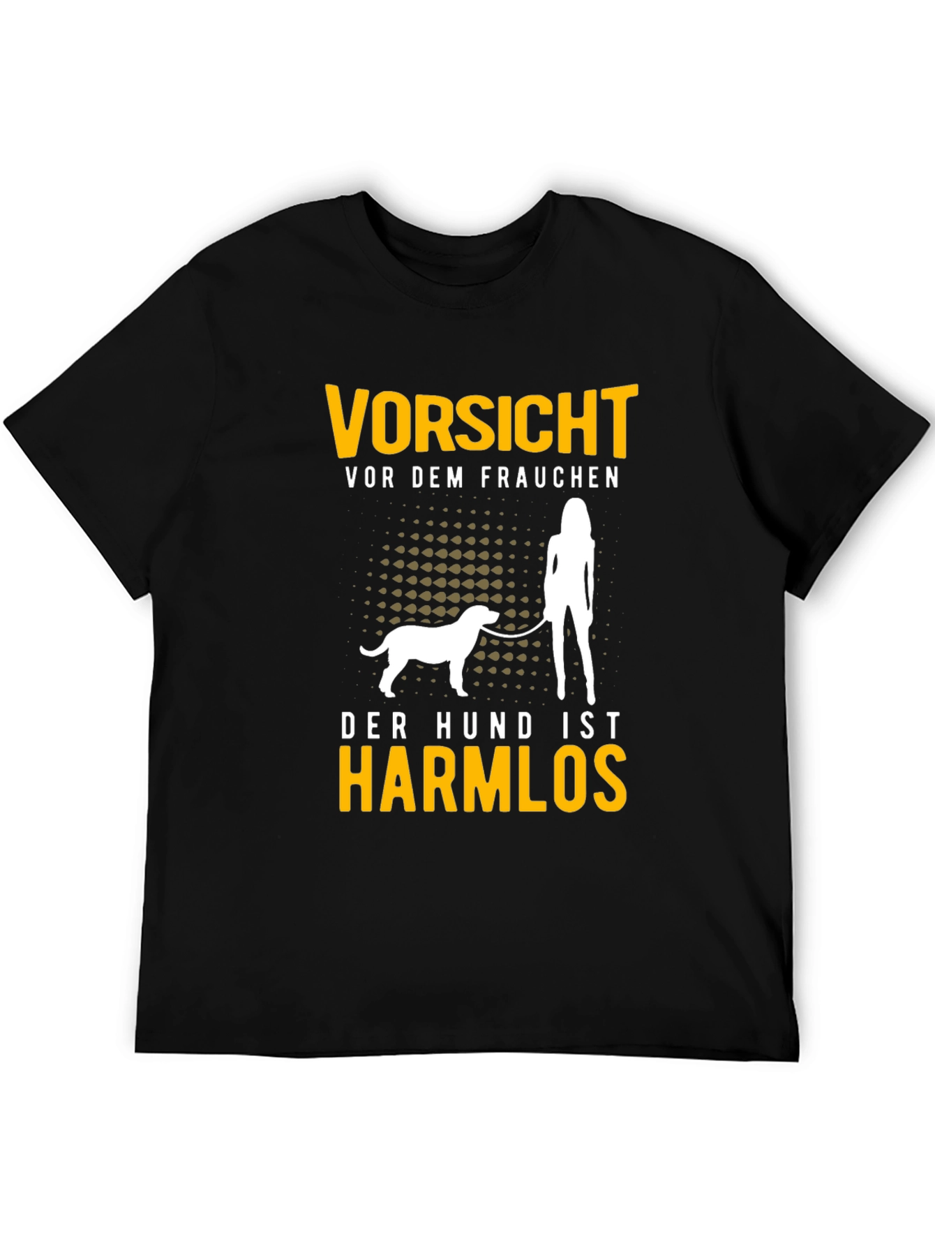 Black Funny Dog Lover T-Shirt: Caution, The Dog Is Harmless! view 5