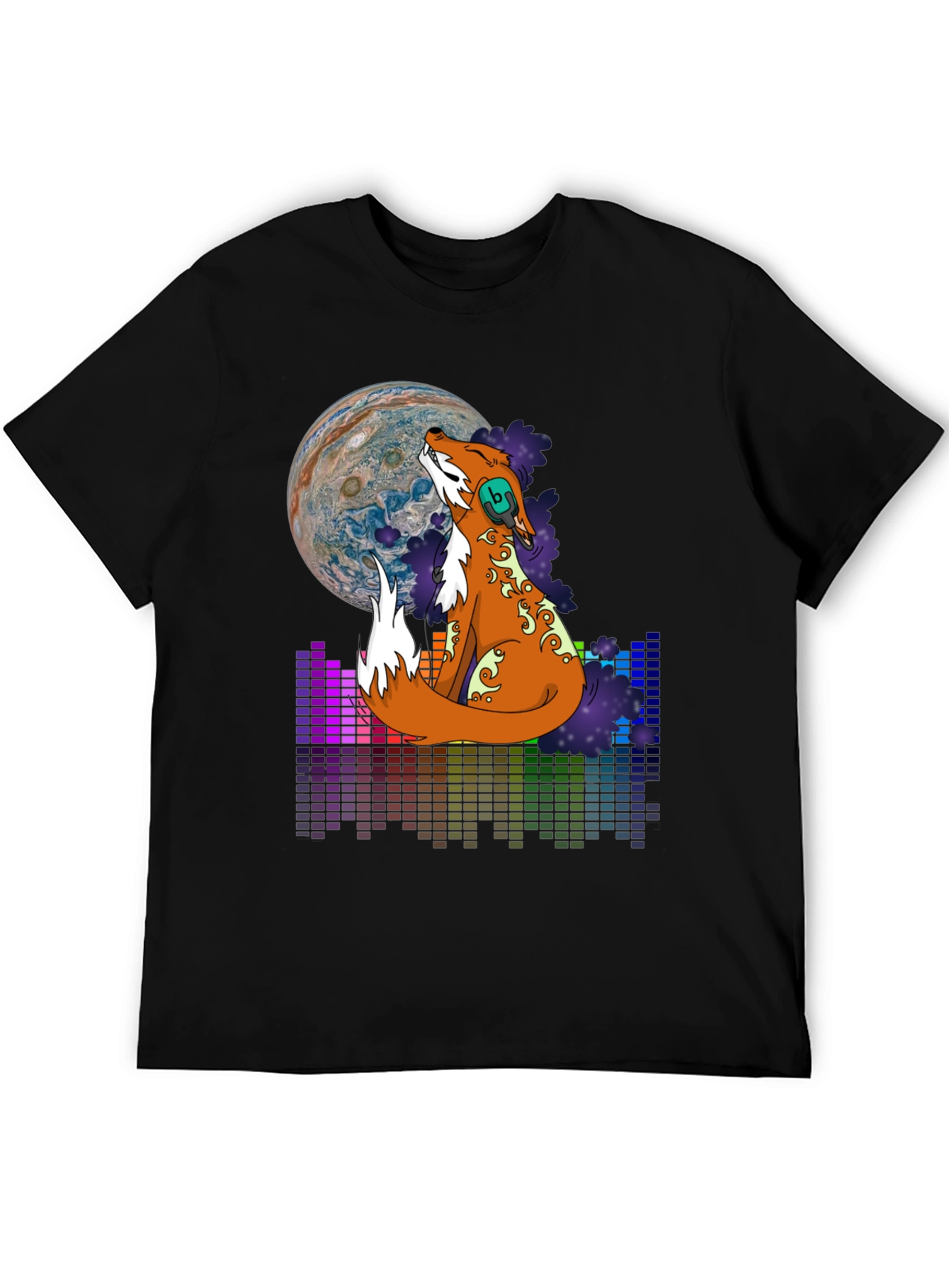 Black Fox Howling at Jupiter Graphic Tee view 5