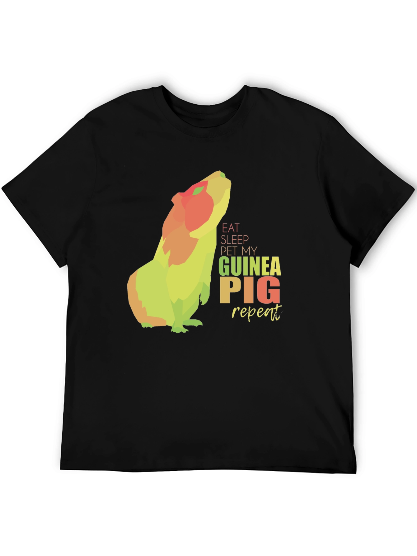 Black Eat Sleep Pet My Guinea Pig Repeat T-Shirt view 5