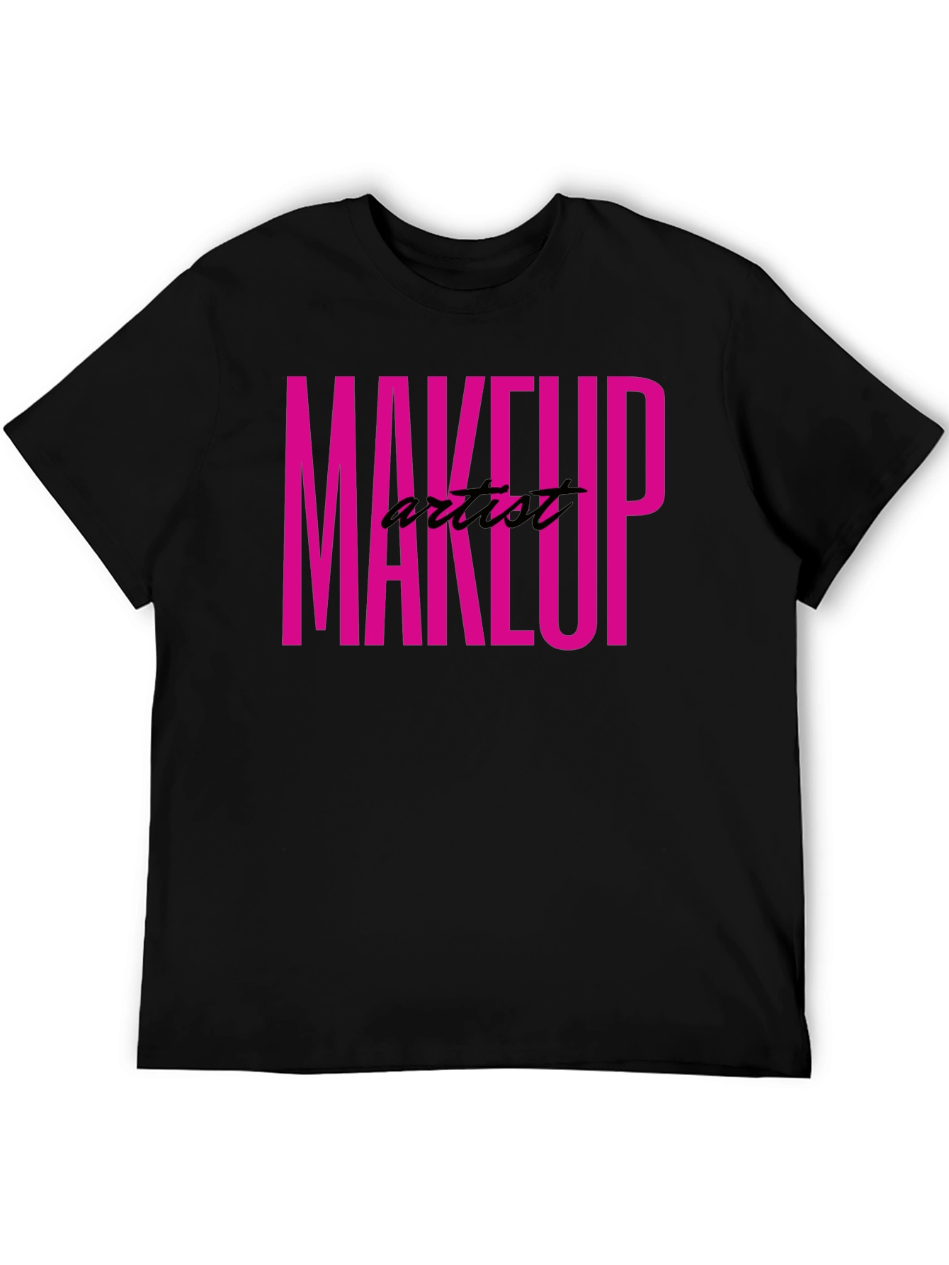 Black Makeup Artist Tee - Bold Pink Graphic T-Shirt view 5