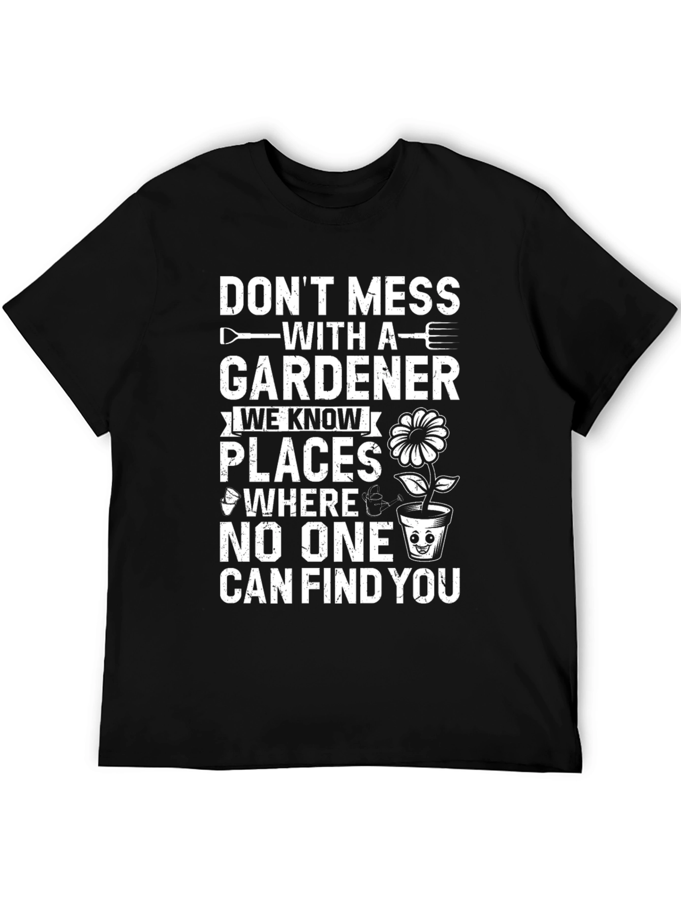 Black Gardener Warning T-Shirt - Humorous Gardening Gift view 5