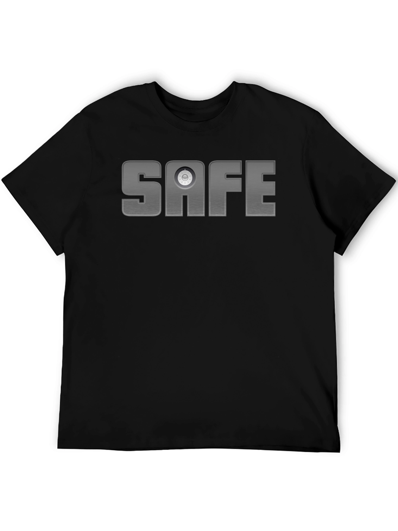 Black Safe Text Graphic T-Shirt - Black Cotton Blend Tee view 5