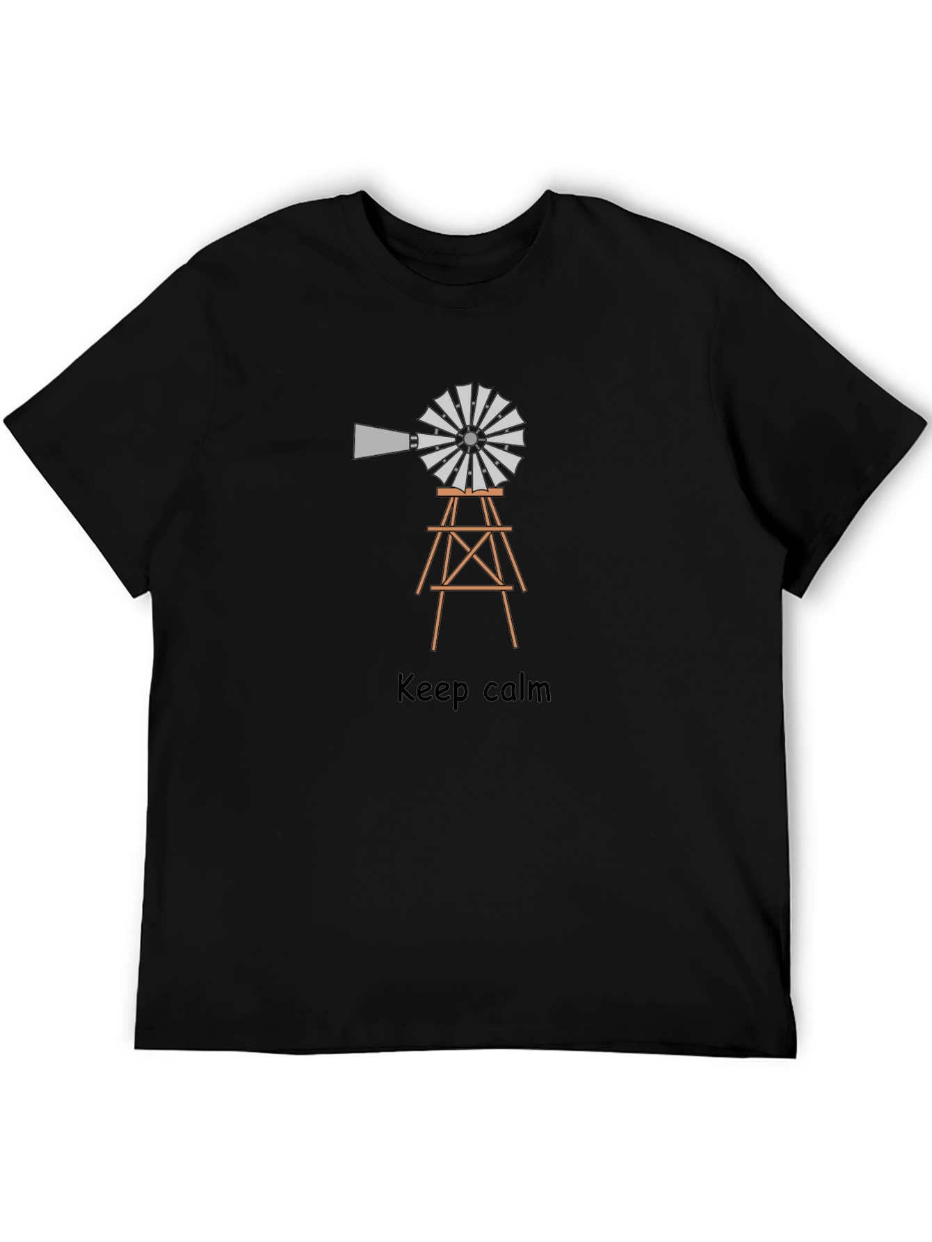 Black Keep Calm Windmill Tee - Novelty Graphic T-Shirt view 5
