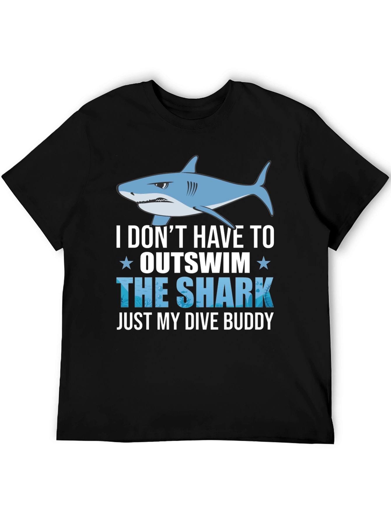Black Funny Dive Buddy Shark T-Shirt view 5