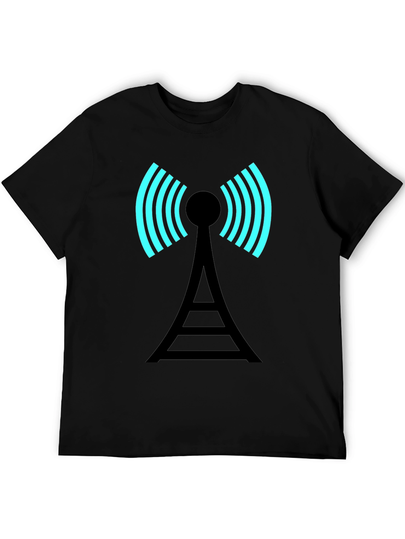 Black Signal Tower Graphic Tee - Modern Black T-Shirt view 5