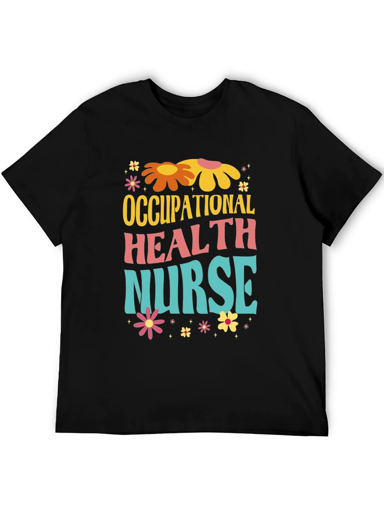 Black Retro Occupational Health Nurse T-Shirt view 5
