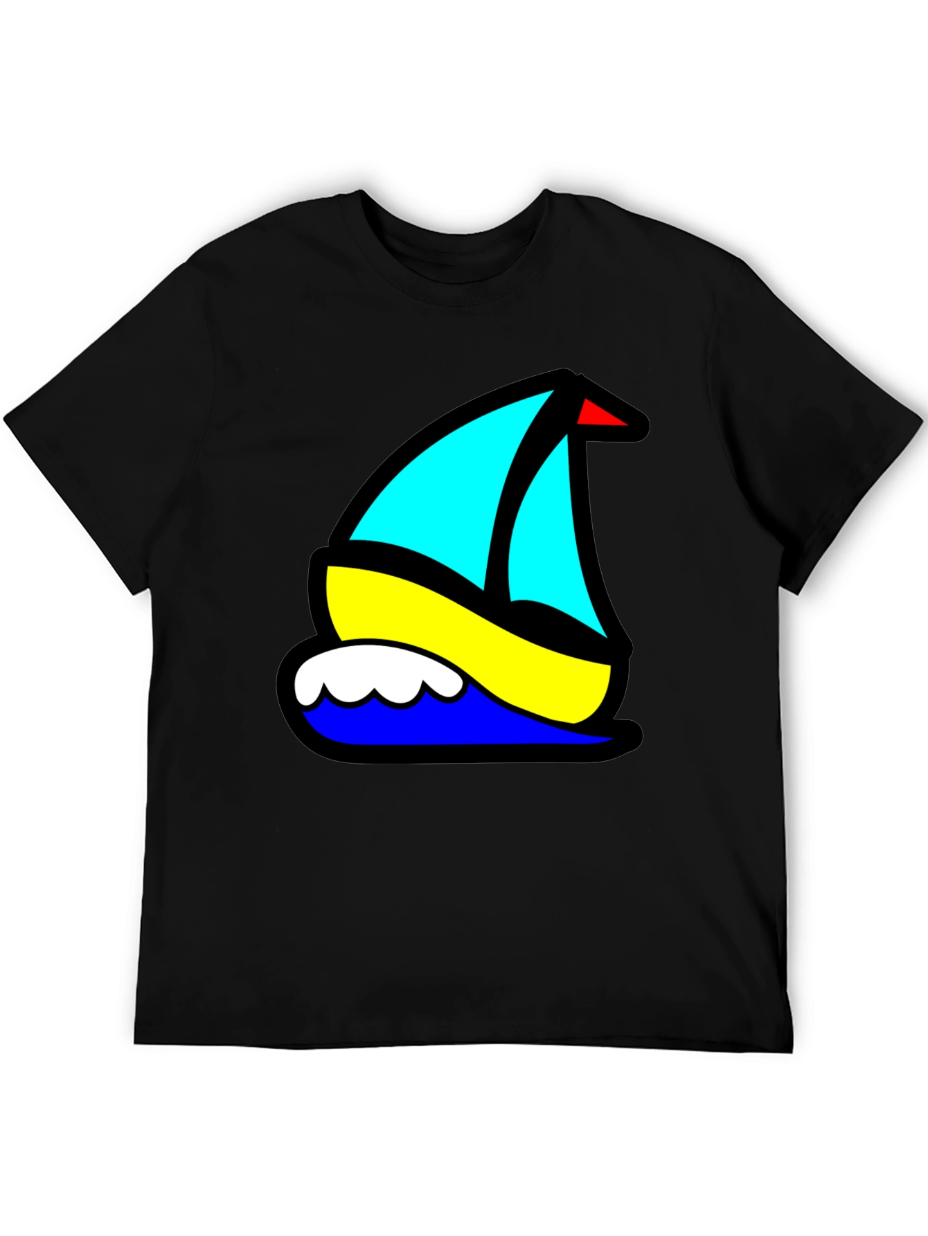 Black Nautical Sailboat Graphic Tee - Black Cotton Blend view 5